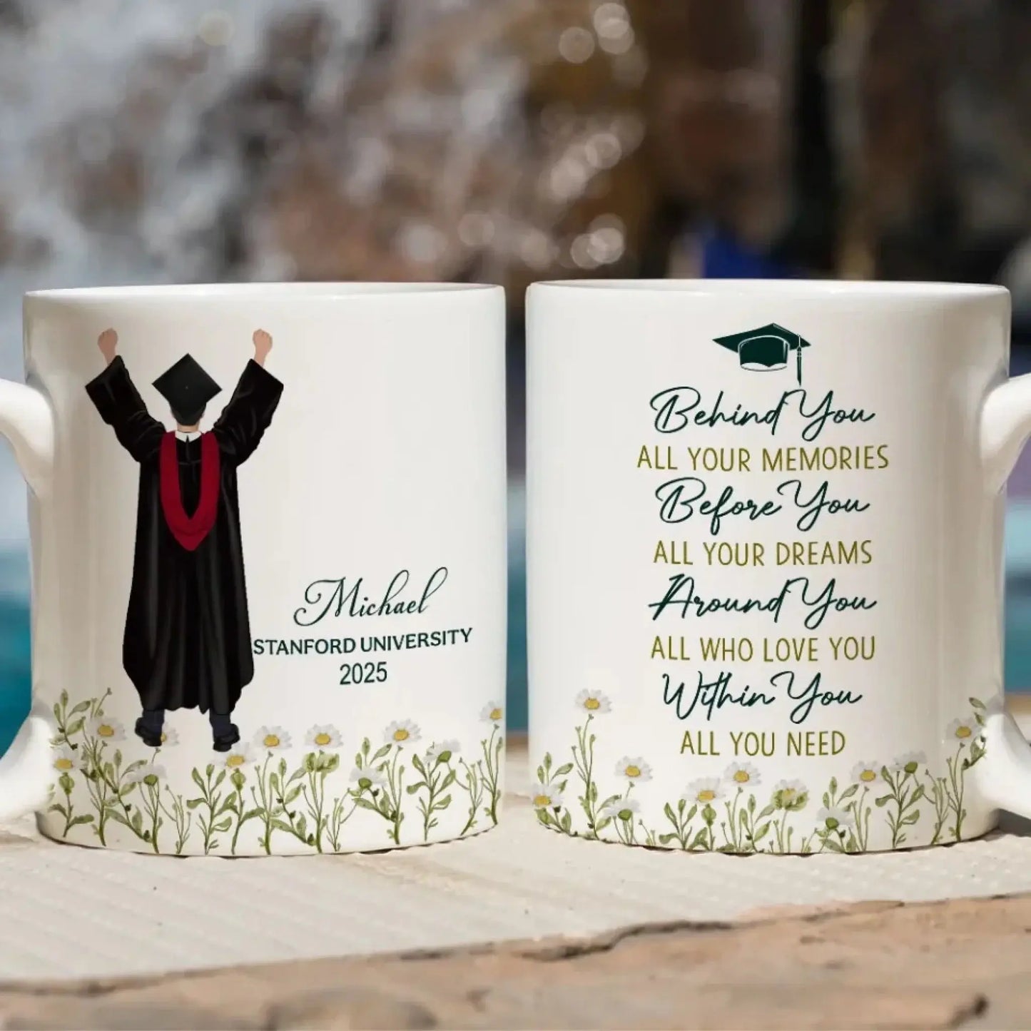 Graduation Mug with Name, School & Year – “Behind You All Your Memories, Before You All Your Dreams” Personalized Gift for Graduate Girl Ezcustomize