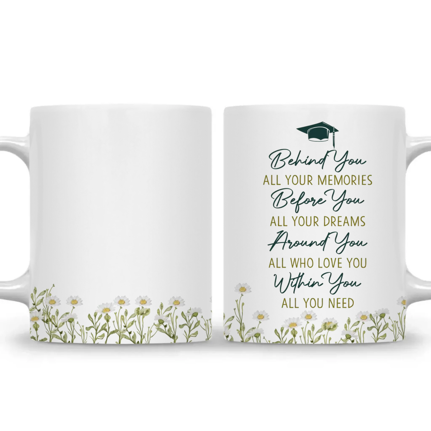 Graduation Mug with Name, School & Year – “Behind You All Your Memories, Before You All Your Dreams” Personalized Gift for Graduate Girl Ezcustomize