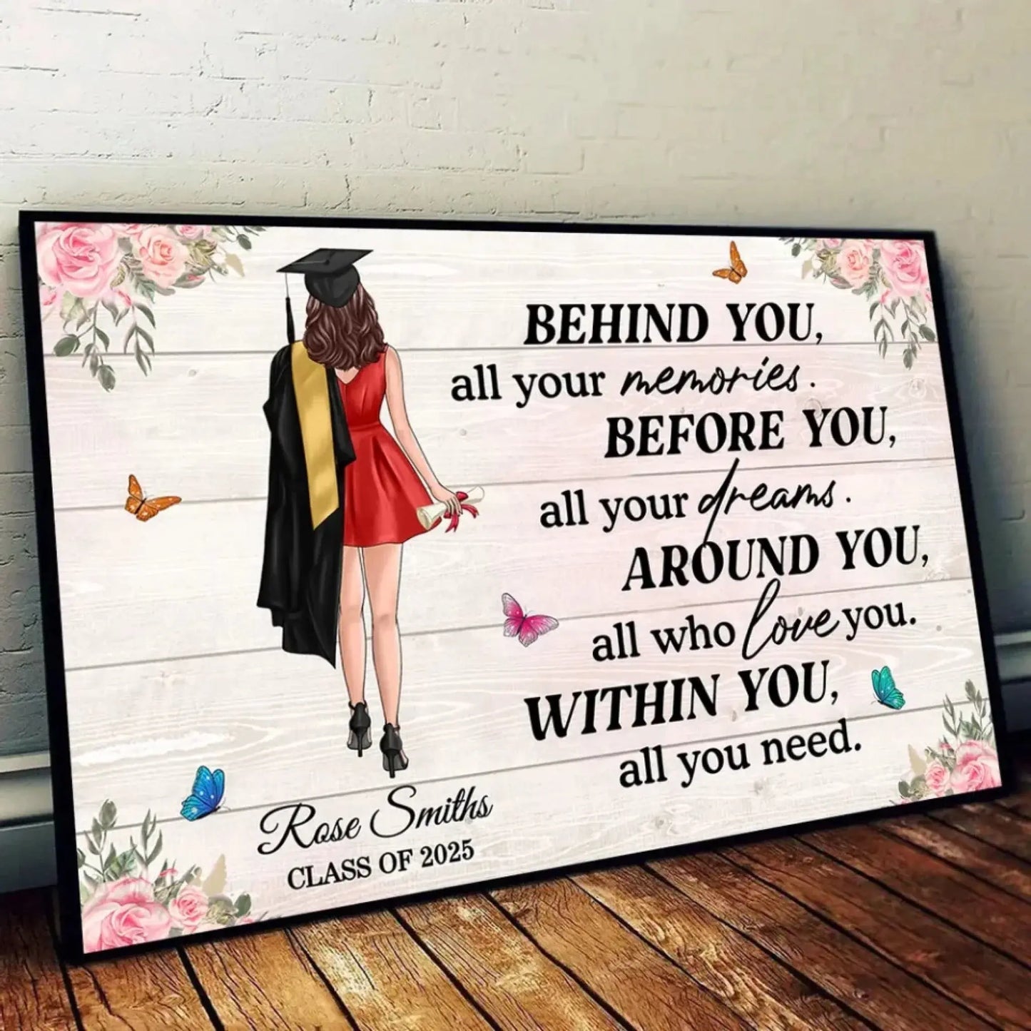 Graduation Senior – "Behind You All Your Memories" Personalized Poster, Custom Graduation Gift for Him or Her Ezcustomize