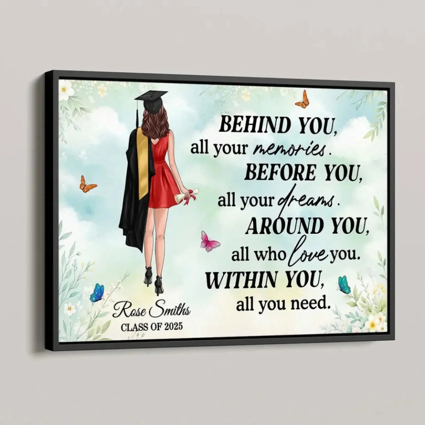Graduation Senior – "Behind You All Your Memories" Personalized Poster, Custom Graduation Gift for Him or Her Ezcustomize