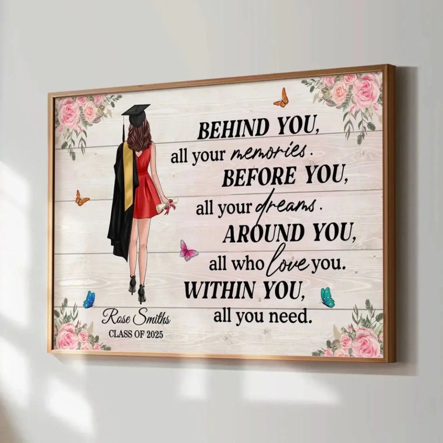 Graduation Senior – "Behind You All Your Memories" Personalized Poster, Custom Graduation Gift for Him or Her Ezcustomize