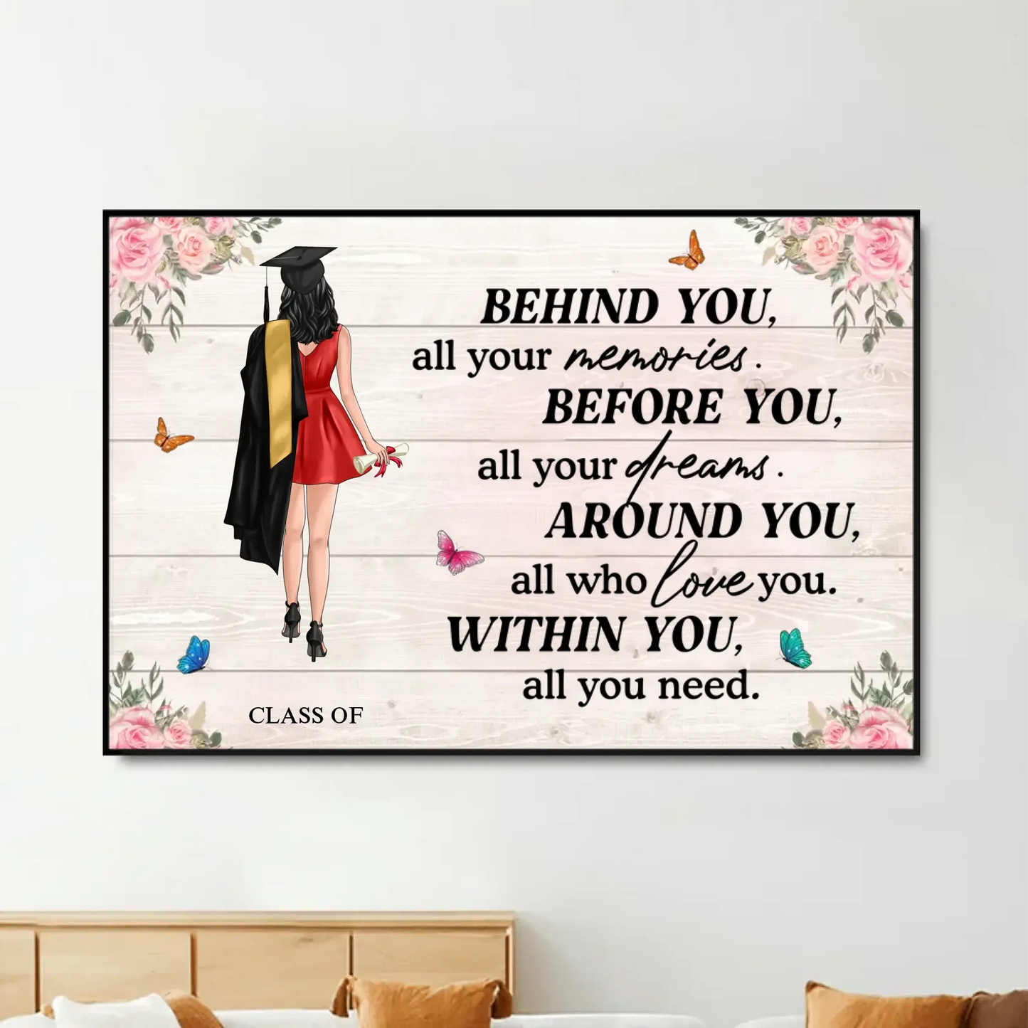 Graduation Senior – "Behind You All Your Memories" Personalized Poster, Custom Graduation Gift for Him or Her Ezcustomize