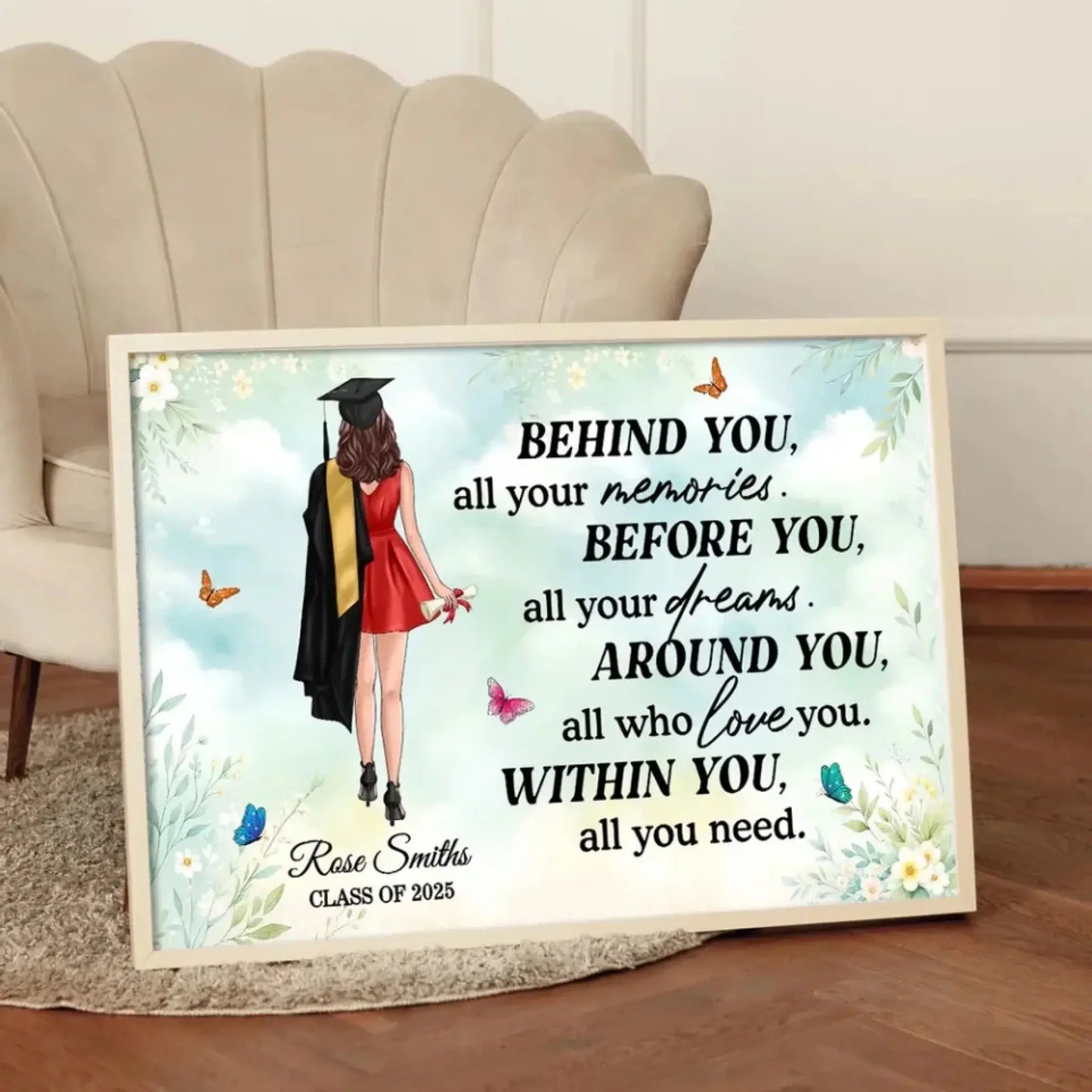 Graduation Senior – "Behind You All Your Memories" Personalized Poster, Custom Graduation Gift for Him or Her Ezcustomize