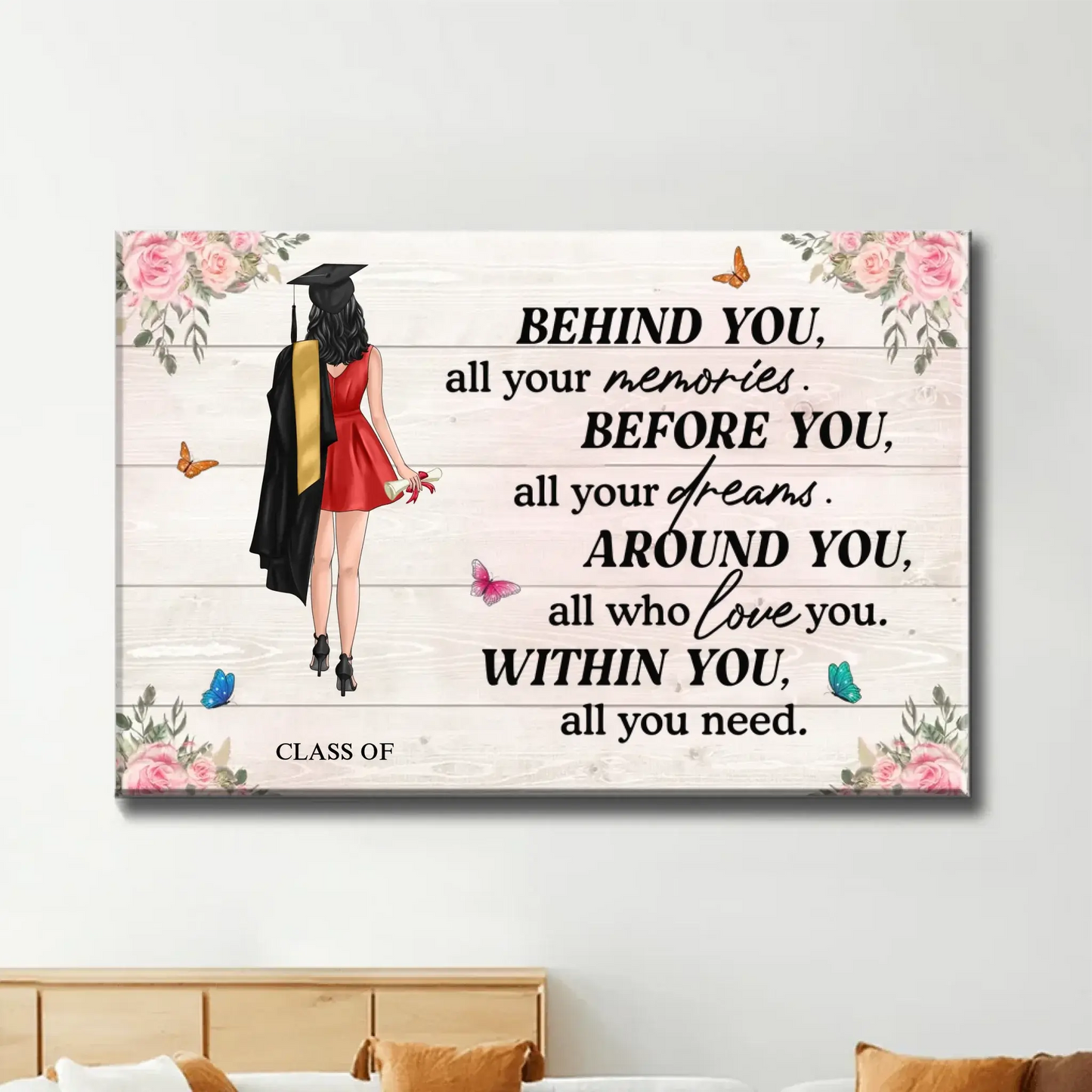 Graduation Senior – "Behind You All Your Memories" Personalized Poster, Custom Graduation Gift for Him or Her Ezcustomize