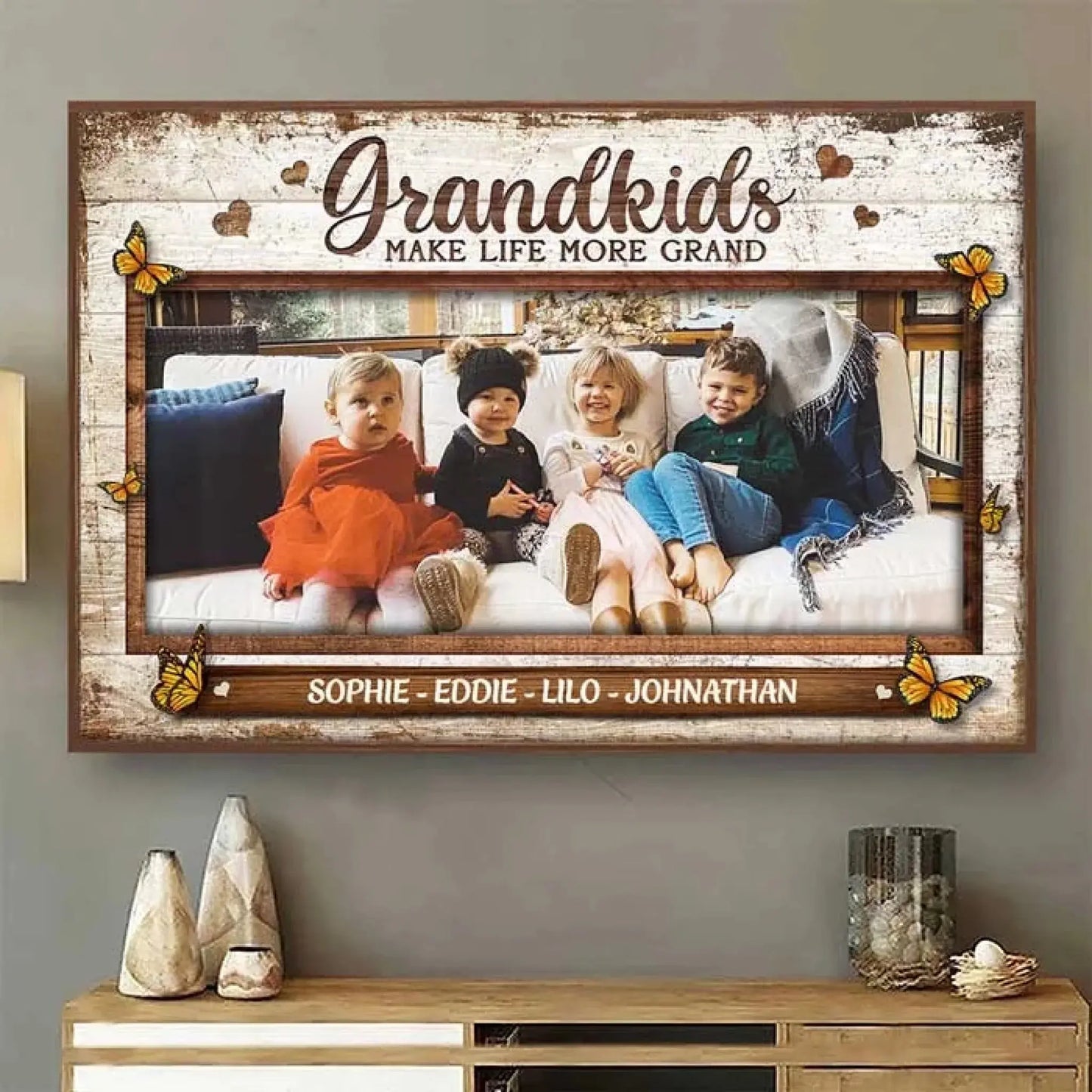 Grandkids – The Greatest Joy of All Custom Image Art – Personalized Poster/Canvas For Grandparents, Grandpa, Grandma Ezcustomize