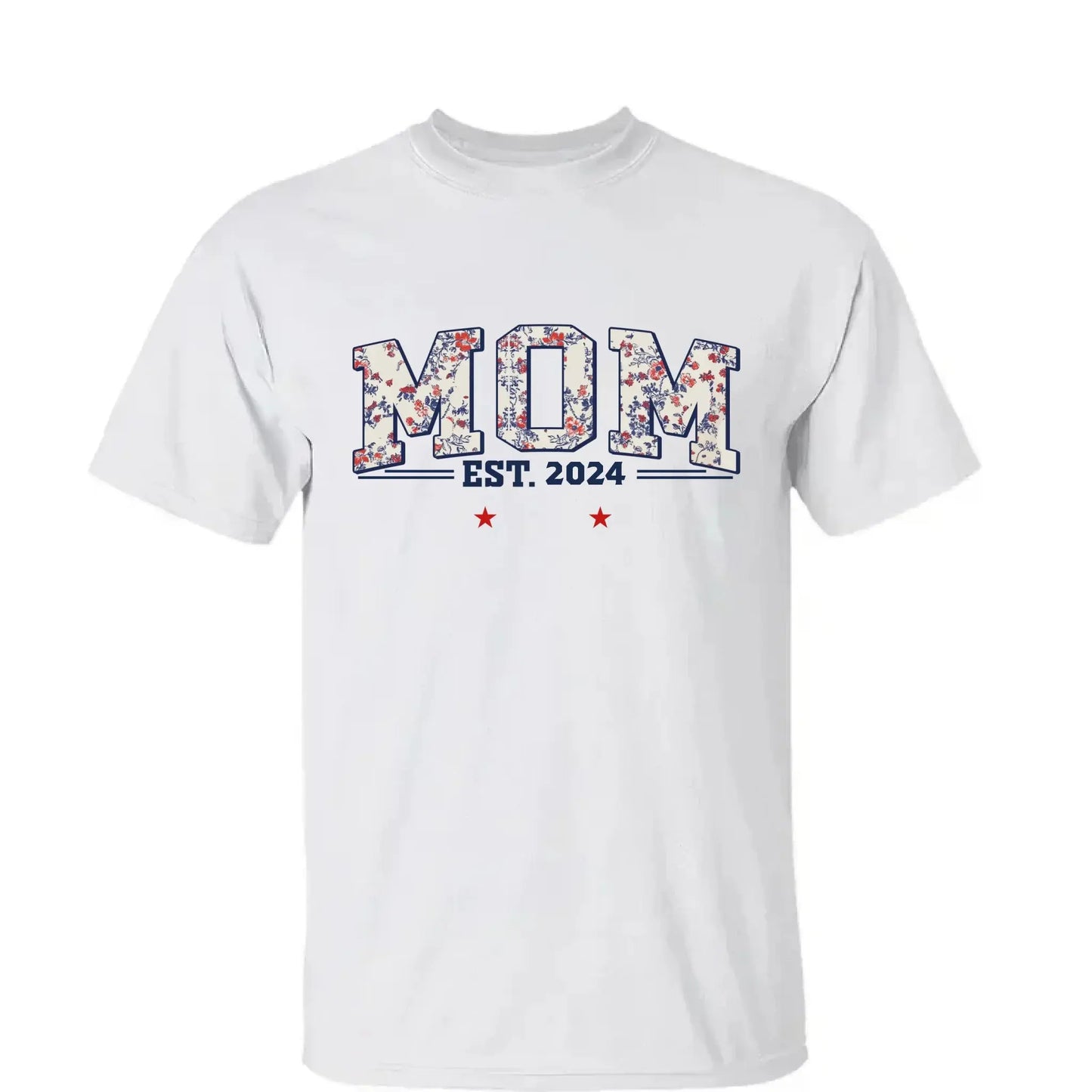 Grandma Est. Shirt – Personalized Floral Patriotic T-Shirt with Grandkids’ Names, 4th of July Gift for Nana, Mimi, Mom, Grandma Ezcustomize