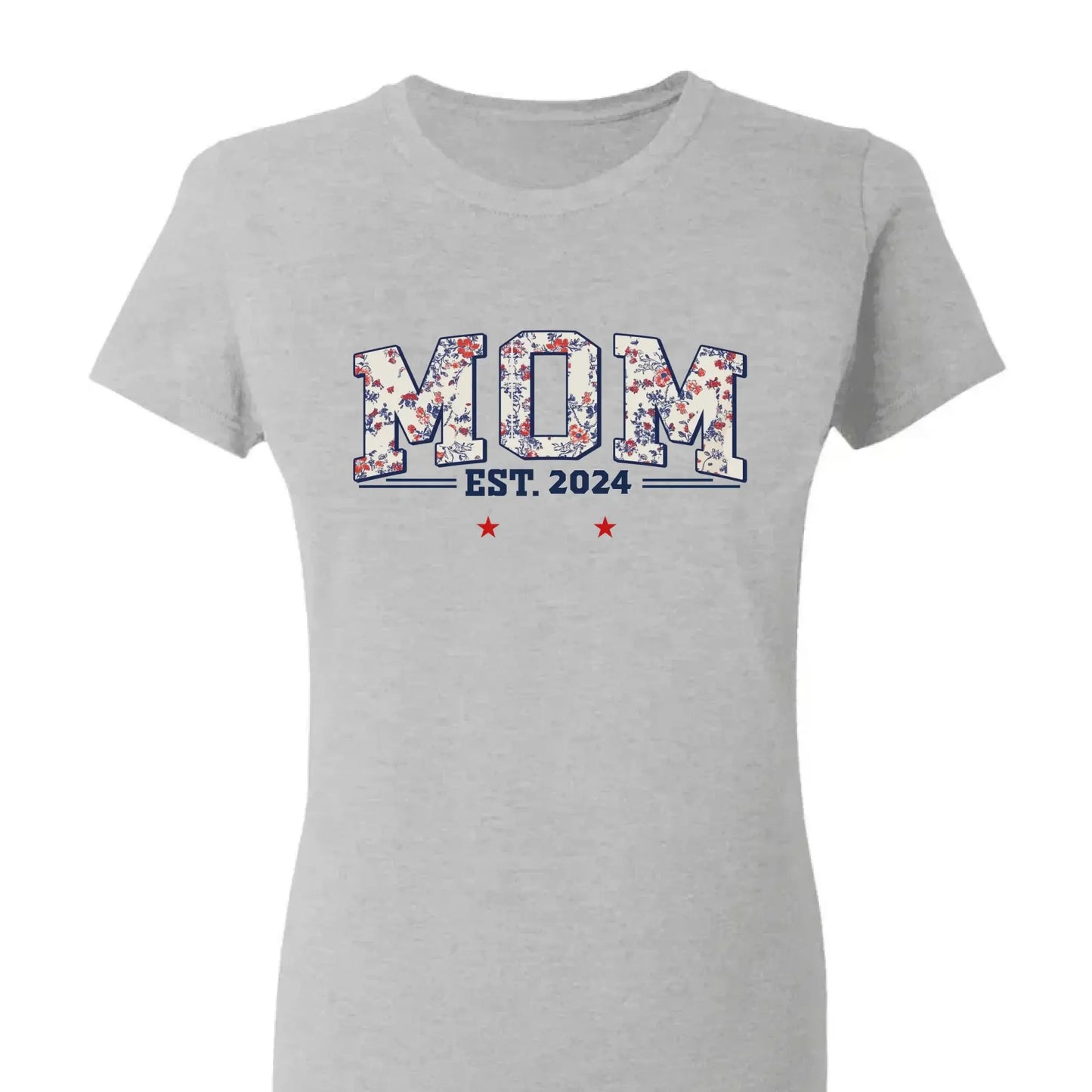 Grandma Est. Shirt – Personalized Floral Patriotic T-Shirt with Grandkids’ Names, 4th of July Gift for Nana, Mimi, Mom, Grandma Ezcustomize