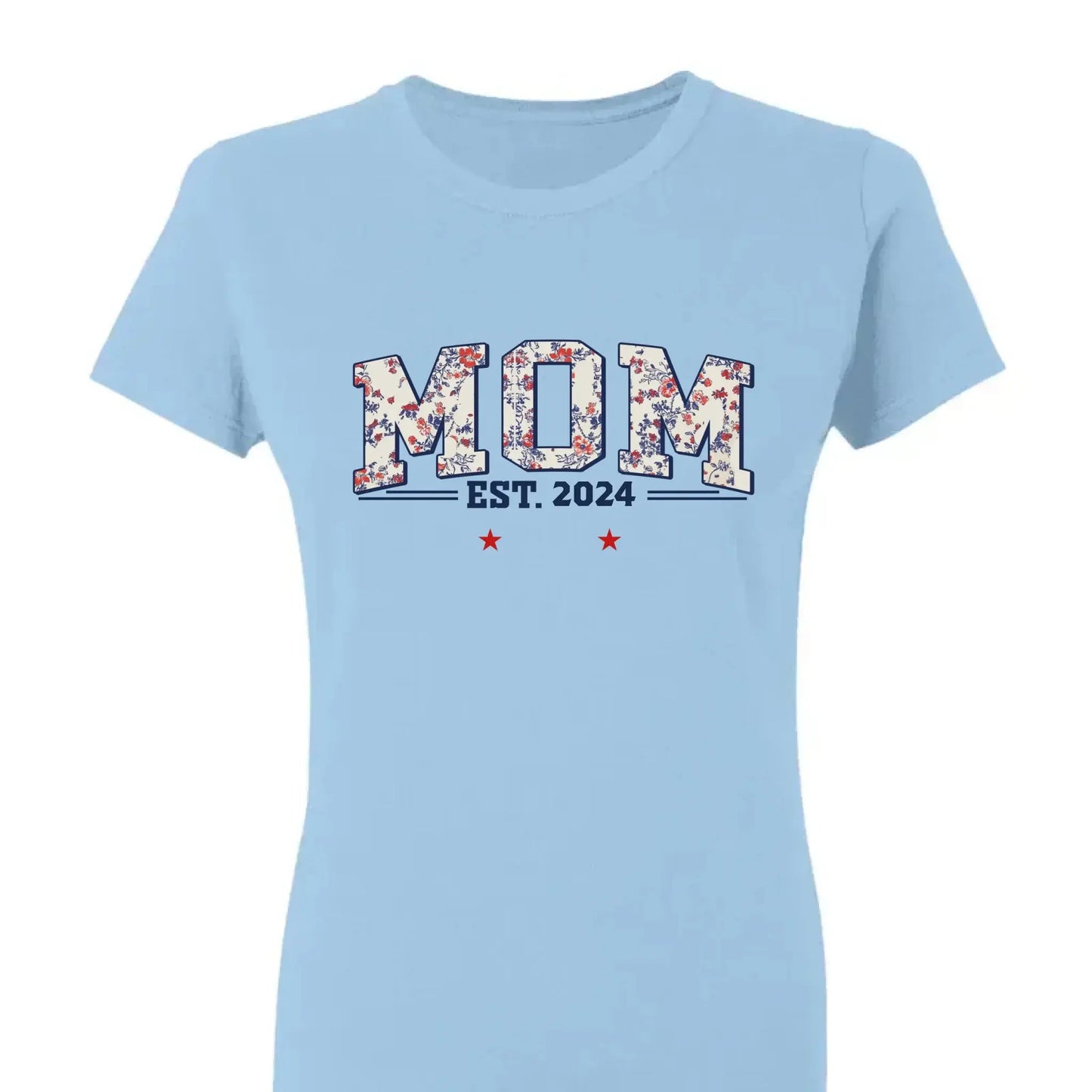 Grandma Est. Shirt – Personalized Floral Patriotic T-Shirt with Grandkids’ Names, 4th of July Gift for Nana, Mimi, Mom, Grandma Ezcustomize