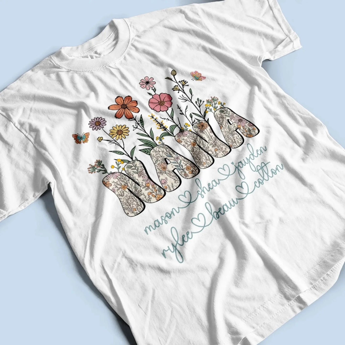 Grandma Floral Shirt with Names – Personalized Flower Garden T-Shirt Gift for Grandma, Nana, Mimi or Gigi Ezcustomize
