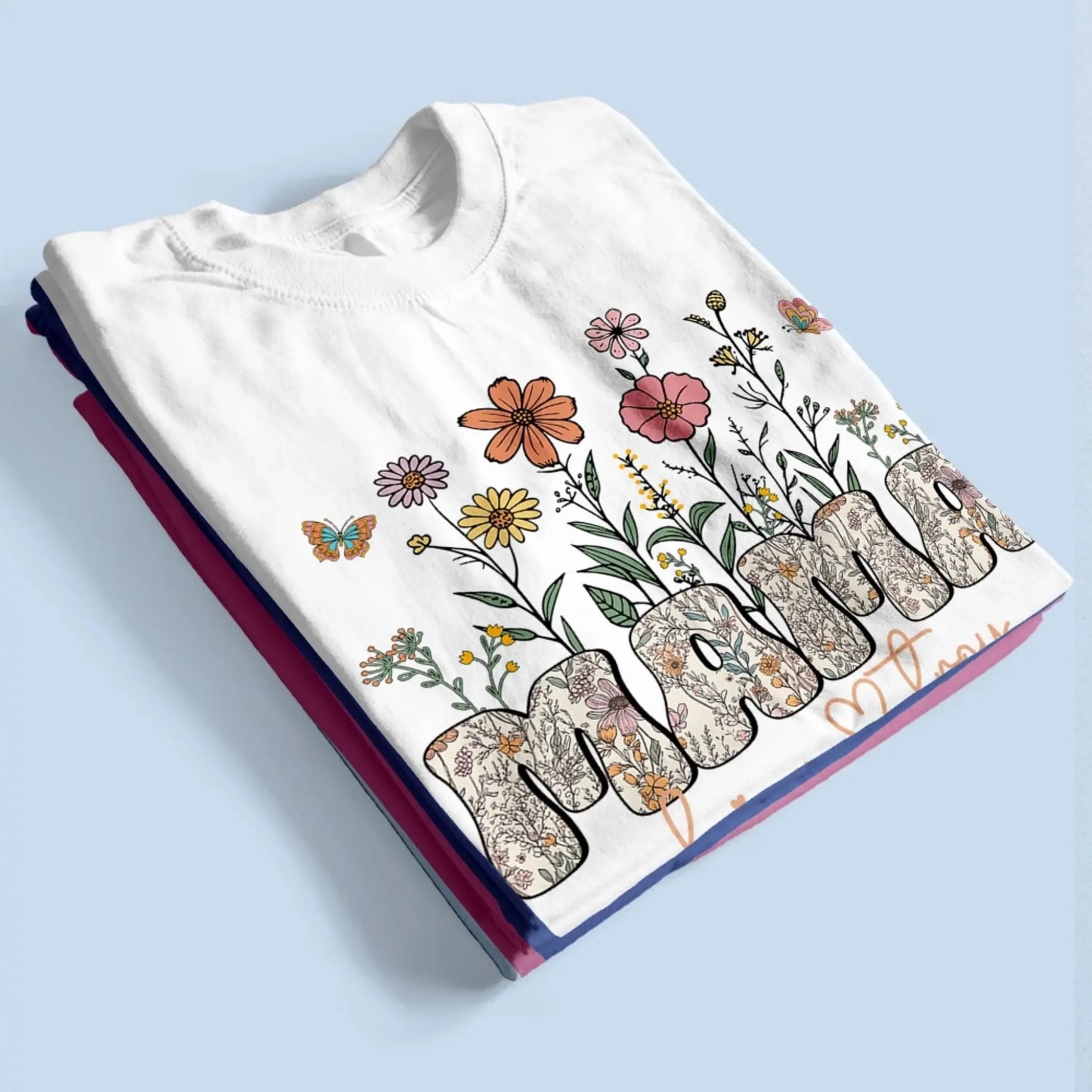 Grandma Floral Shirt with Names – Personalized Flower Garden T-Shirt Gift for Grandma, Nana, Mimi or Gigi Ezcustomize