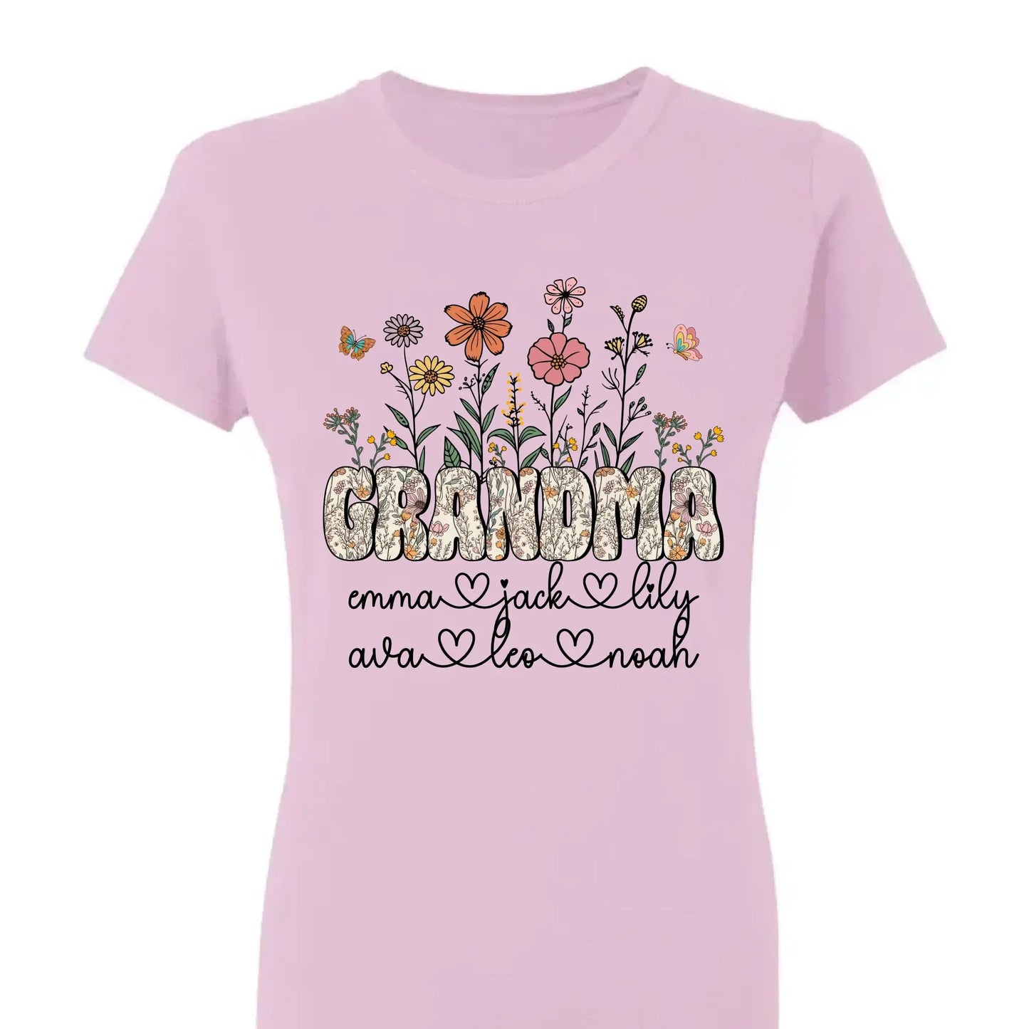 Grandma Floral Shirt with Names – Personalized Flower Garden T-Shirt Gift for Grandma, Nana, Mimi or Gigi Ezcustomize