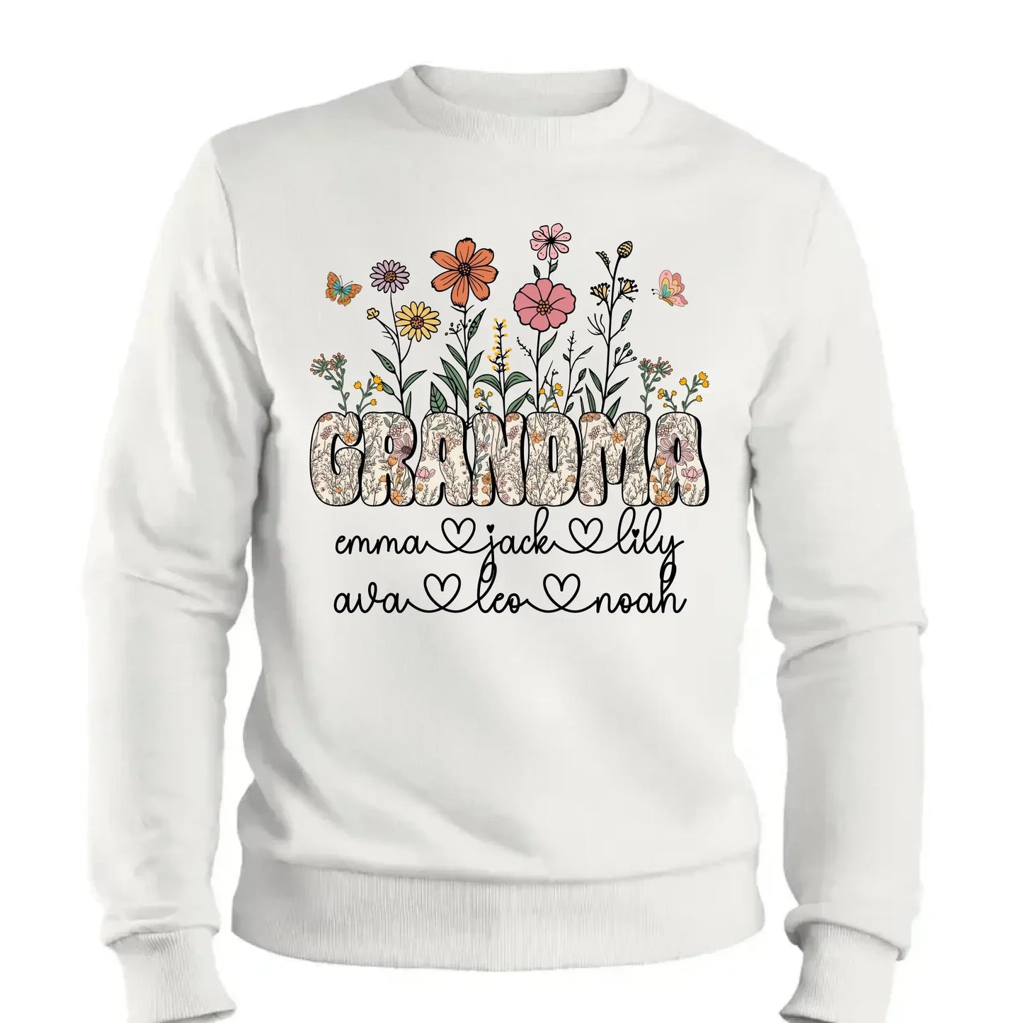 Grandma Floral Shirt with Names – Personalized Flower Garden T-Shirt Gift for Grandma, Nana, Mimi or Gigi Ezcustomize