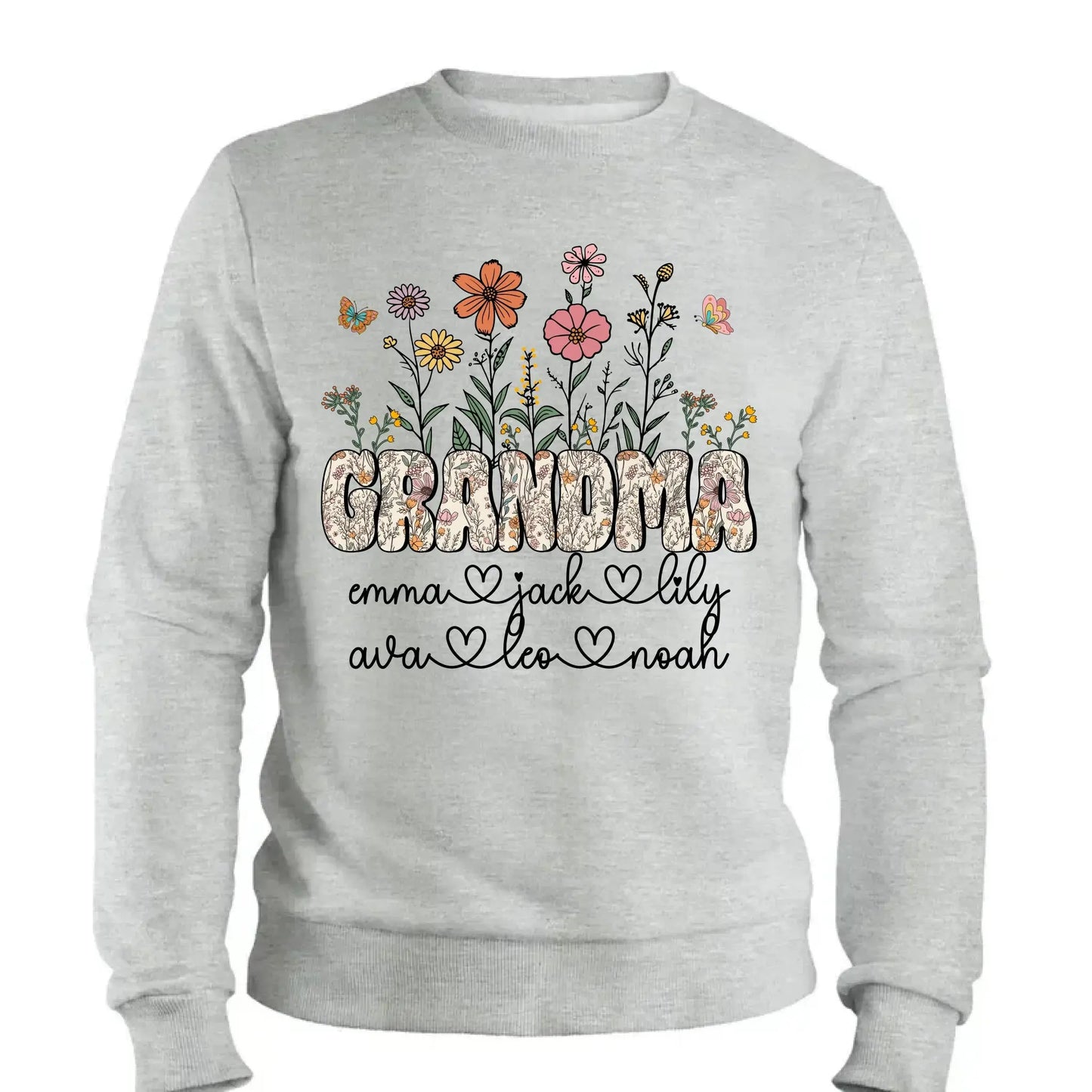 Grandma Floral Shirt with Names – Personalized Flower Garden T-Shirt Gift for Grandma, Nana, Mimi or Gigi Ezcustomize