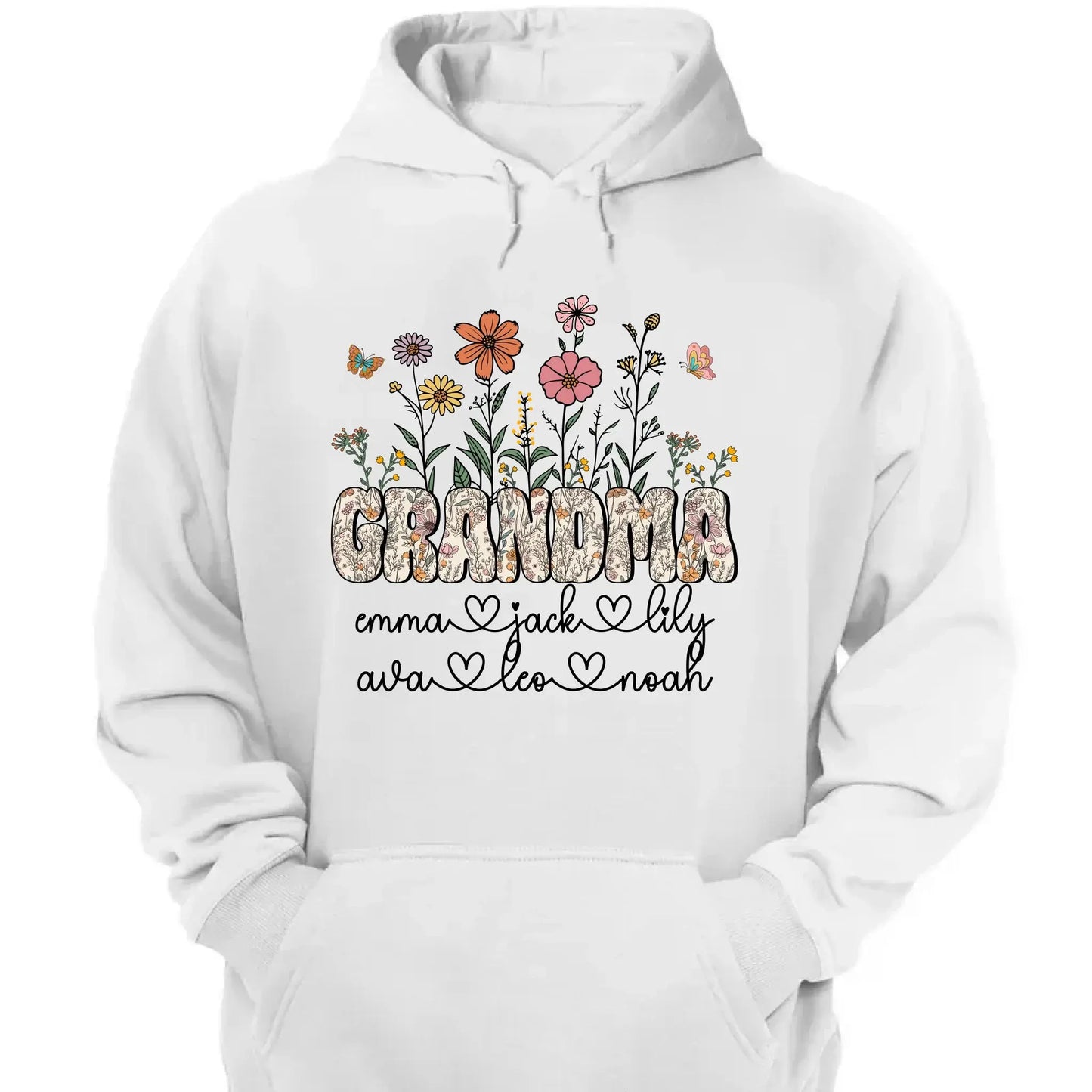 Grandma Floral Shirt with Names – Personalized Flower Garden T-Shirt Gift for Grandma, Nana, Mimi or Gigi Ezcustomize