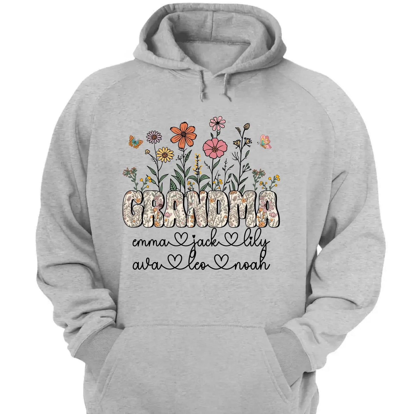 Grandma Floral Shirt with Names – Personalized Flower Garden T-Shirt Gift for Grandma, Nana, Mimi or Gigi Ezcustomize