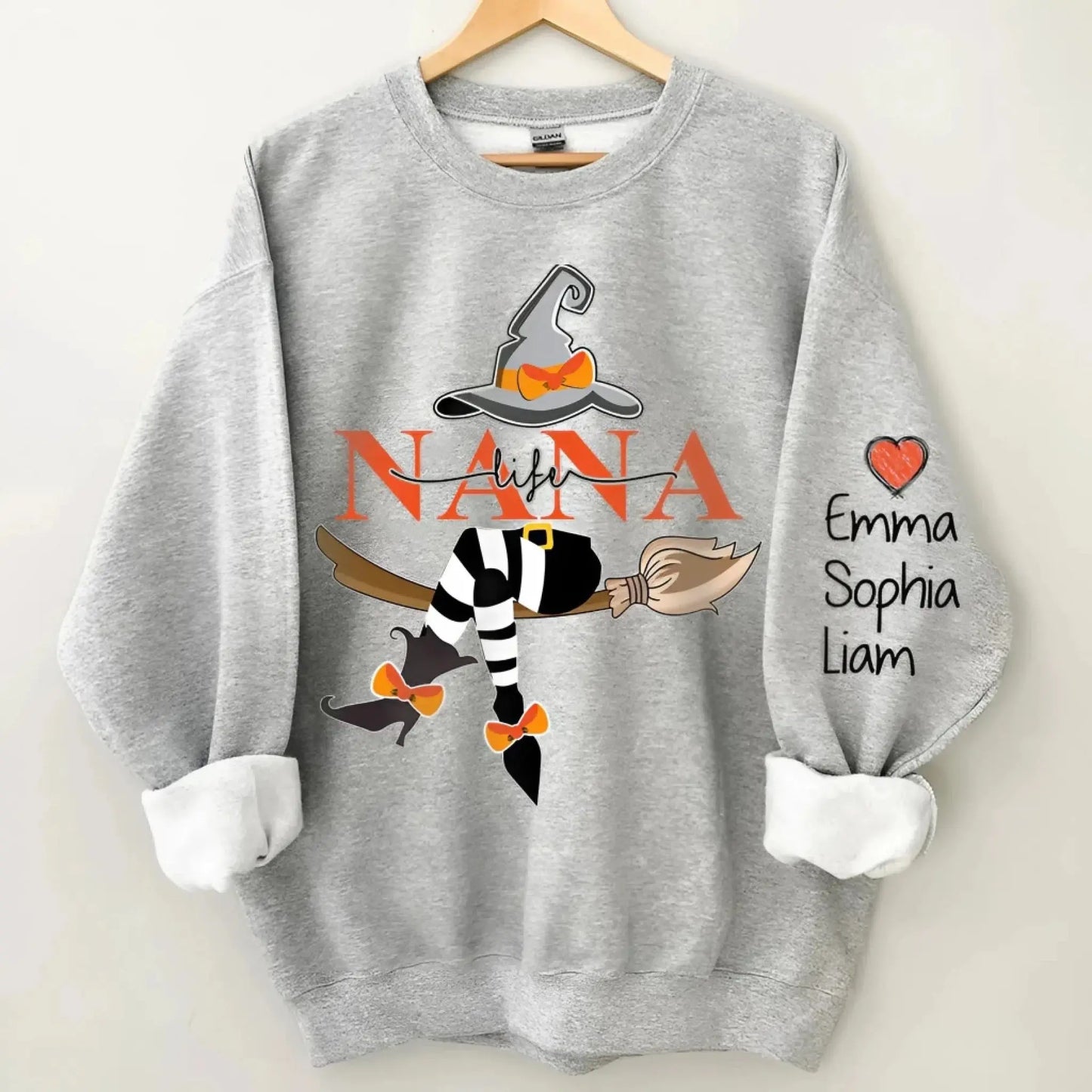 Grandma Life Witch Halloween Design – Personalized Sweatshirt with Kids’ Names – Fun Spooky Gift for Grandma, Nana or Mimi Ezcustomize