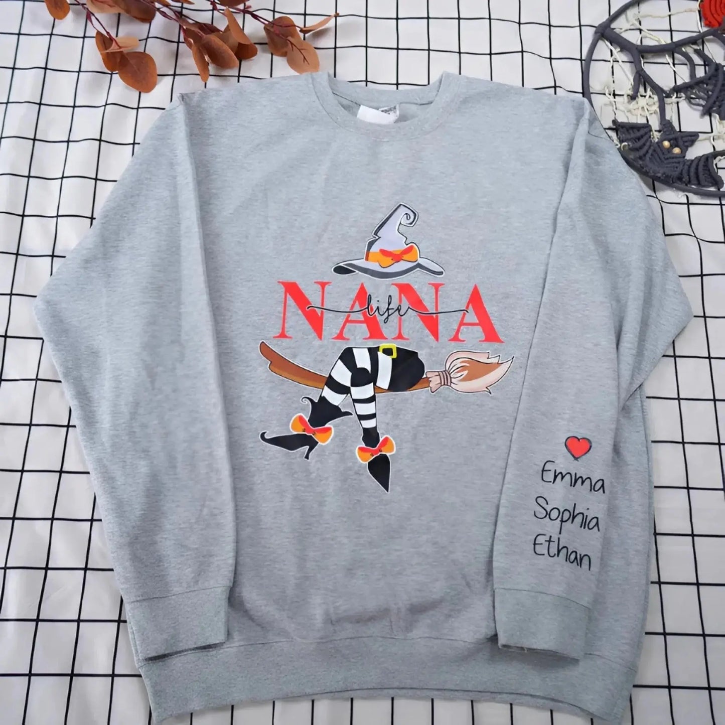 Grandma Life Witch Halloween Design – Personalized Sweatshirt with Kids’ Names – Fun Spooky Gift for Grandma, Nana or Mimi Ezcustomize