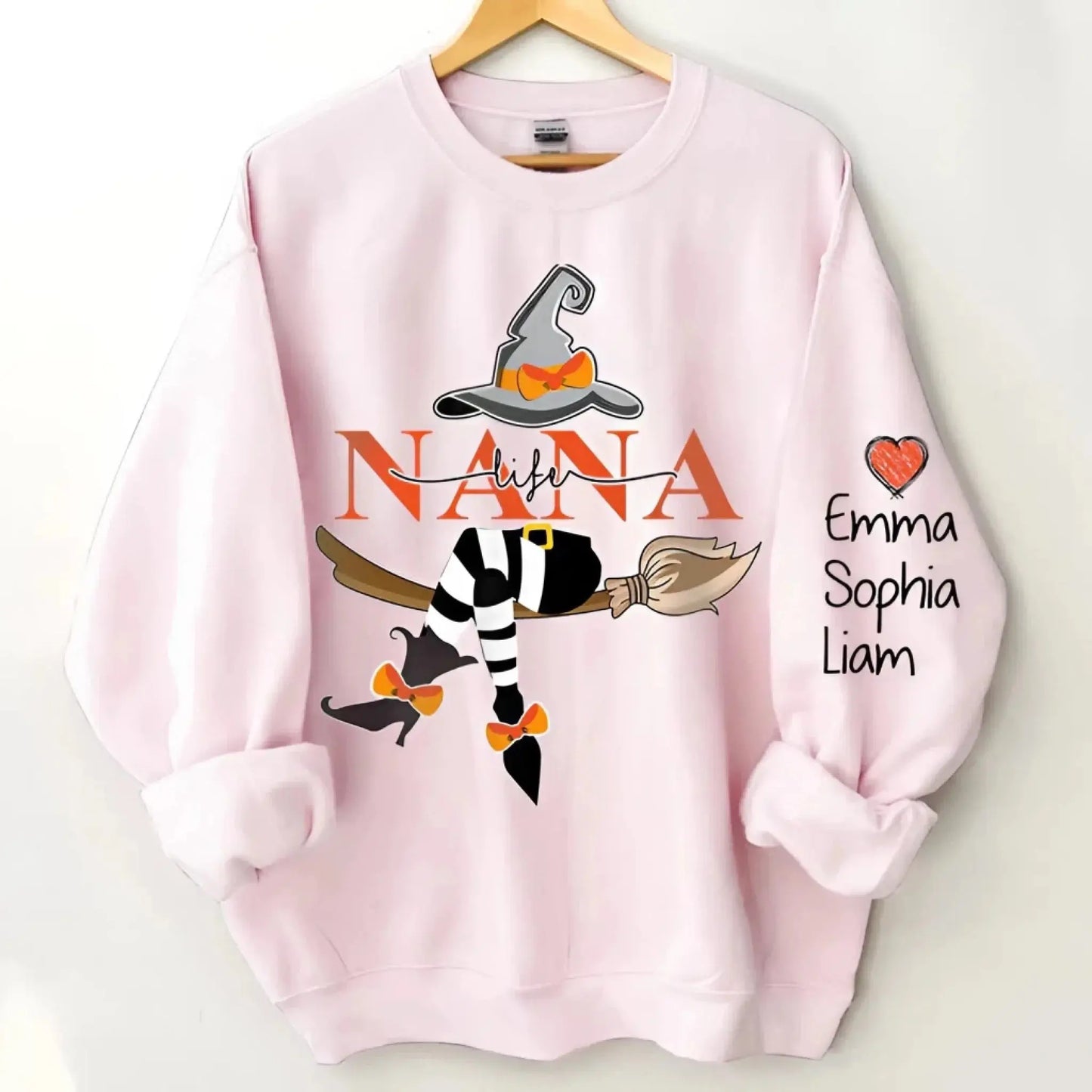 Grandma Life Witch Halloween Design – Personalized Sweatshirt with Kids’ Names – Fun Spooky Gift for Grandma, Nana or Mimi Ezcustomize