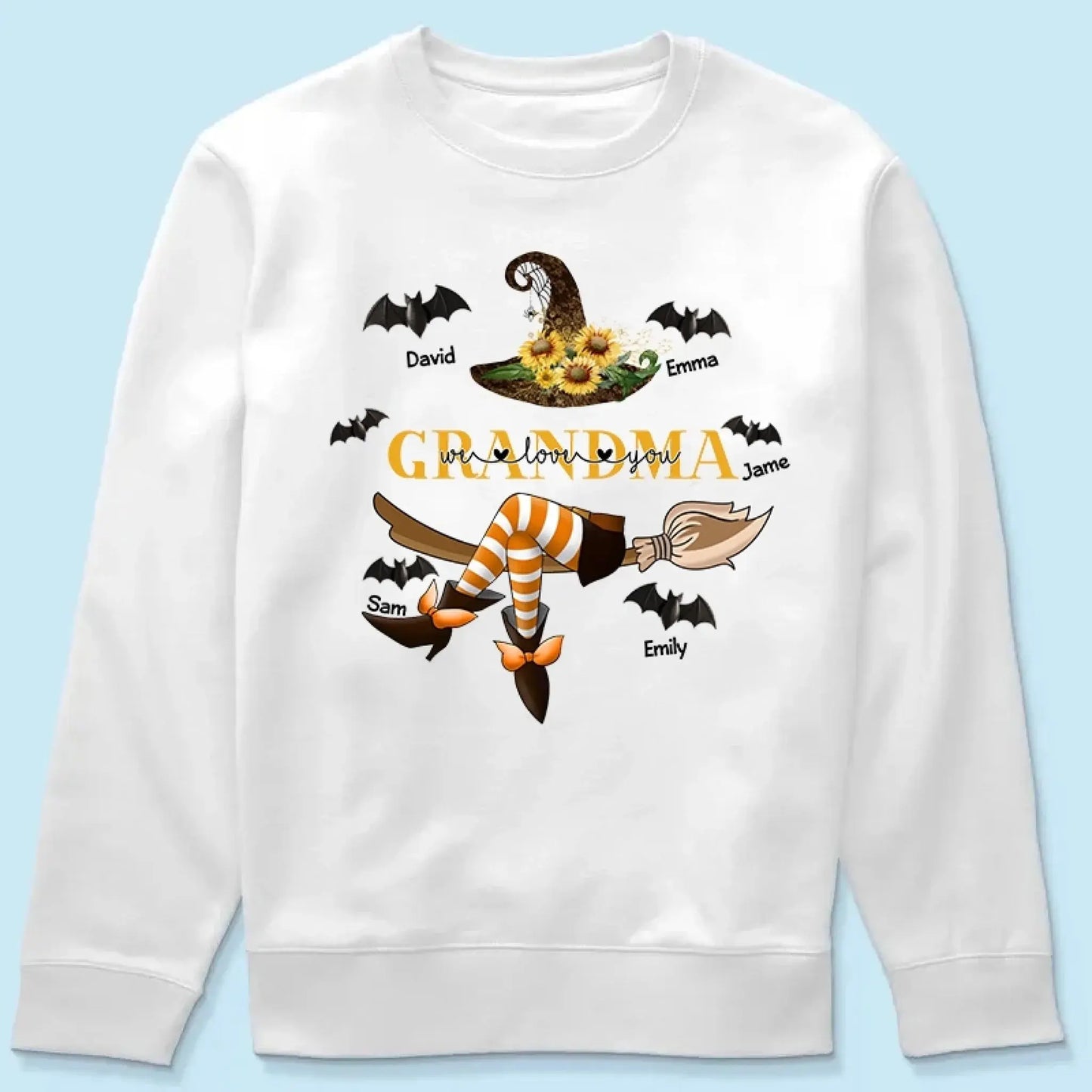 Grandma Life Witch Theme – Personalized Halloween Sweatshirt with Kids’ Names – Cute Spooky Season Gift for Grandma, Nana or Mimi Ezcustomize