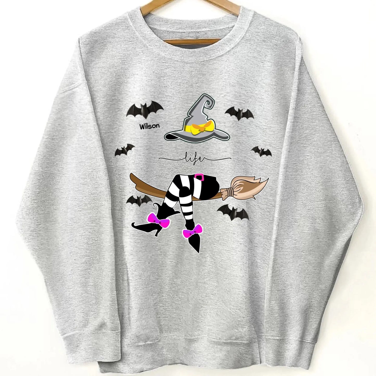 Grandma Life Witch Theme – Personalized Halloween Sweatshirt with Kids’ Names – Cute Spooky Season Gift for Grandma, Nana or Mimi Ezcustomize