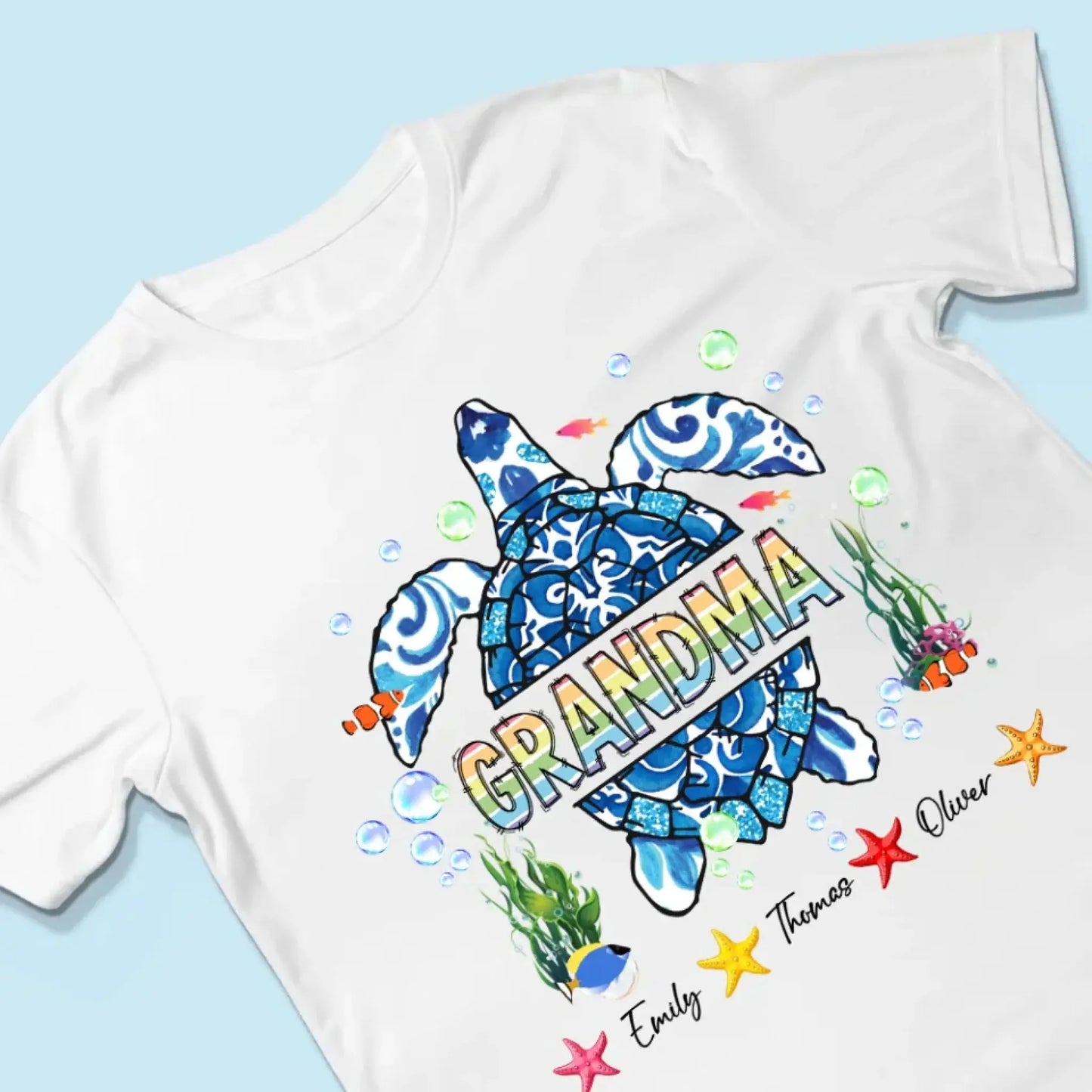 Grandma Sea Turtle - Personalized Shirt/Hoodie/Sweatshirt for Mom or Grandma, Custom Mother’s Day Gift Ezcustomize