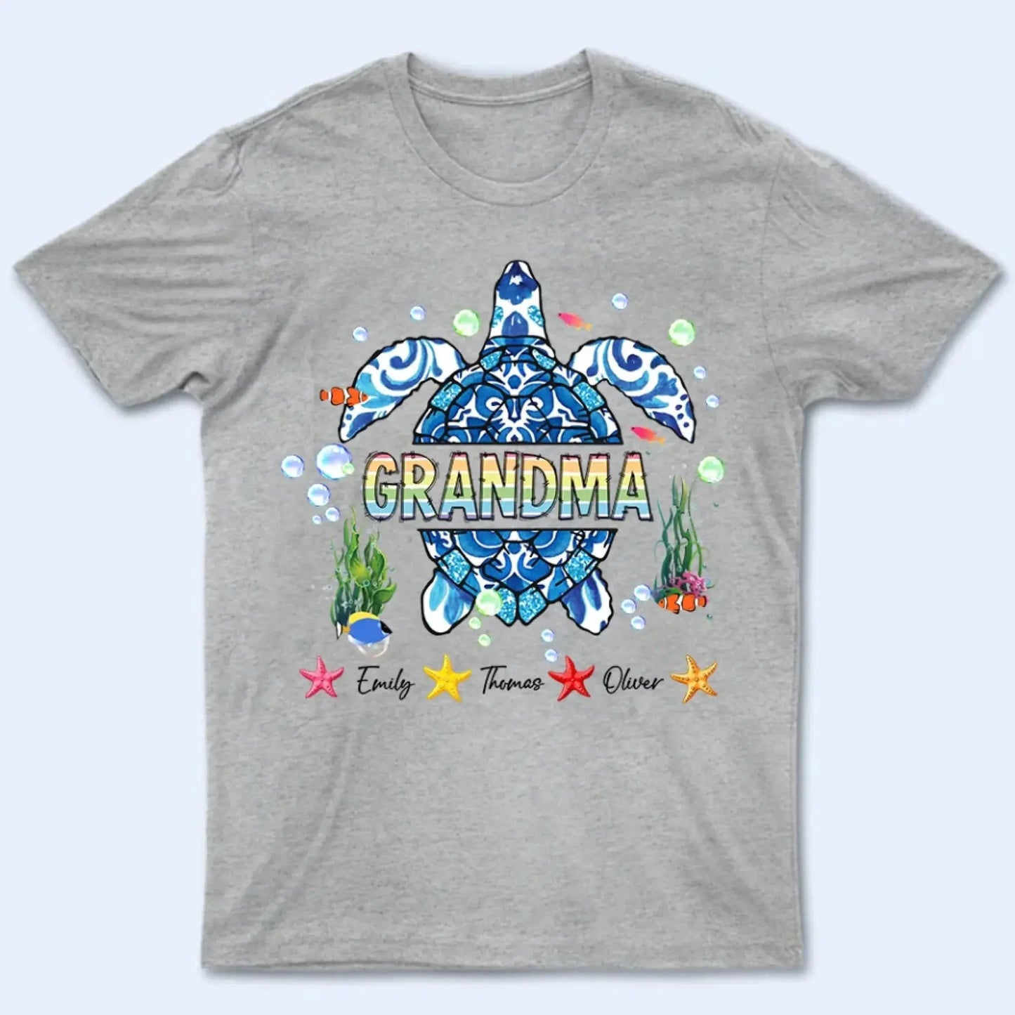 Grandma Sea Turtle - Personalized Shirt/Hoodie/Sweatshirt for Mom or Grandma, Custom Mother’s Day Gift Ezcustomize