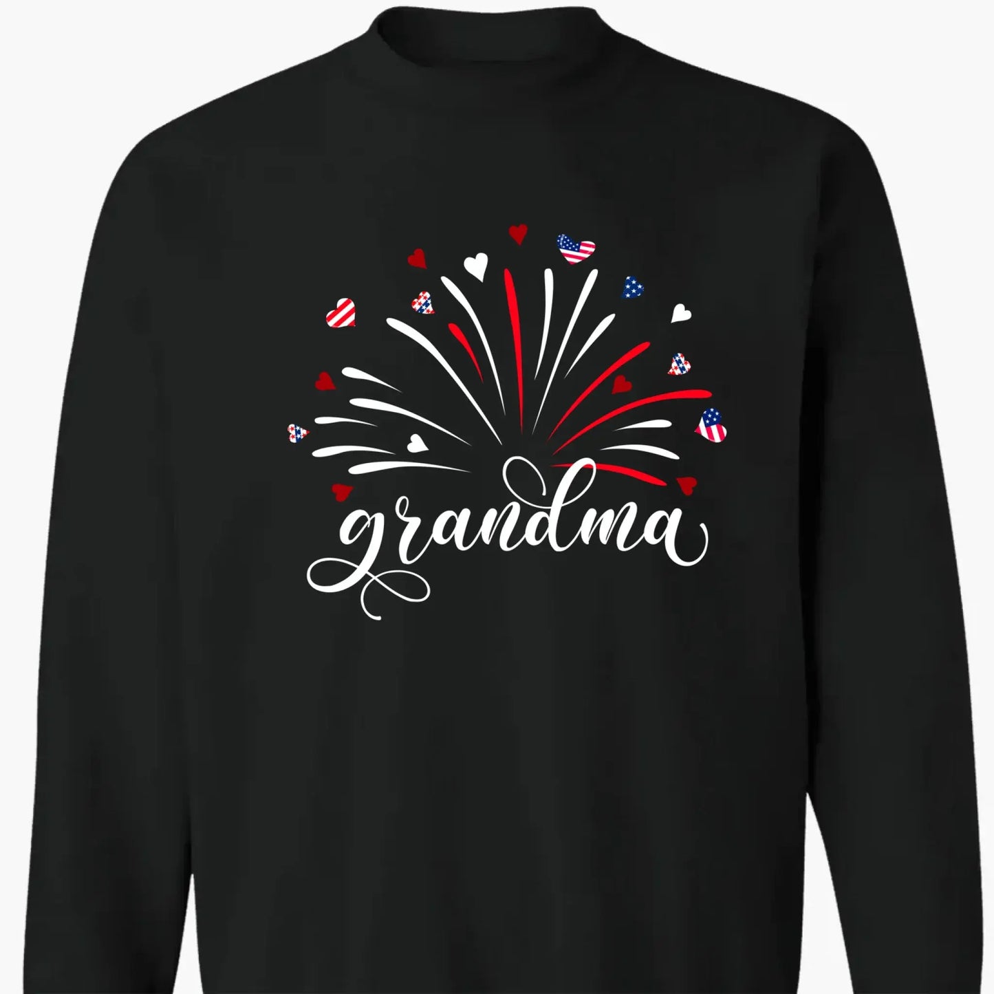 Grandma & Kids Firework Shirt – Personalized Patriotic T-Shirt – Custom 4th of July Gift with American Theme for Grandma or Nana Ezcustomize