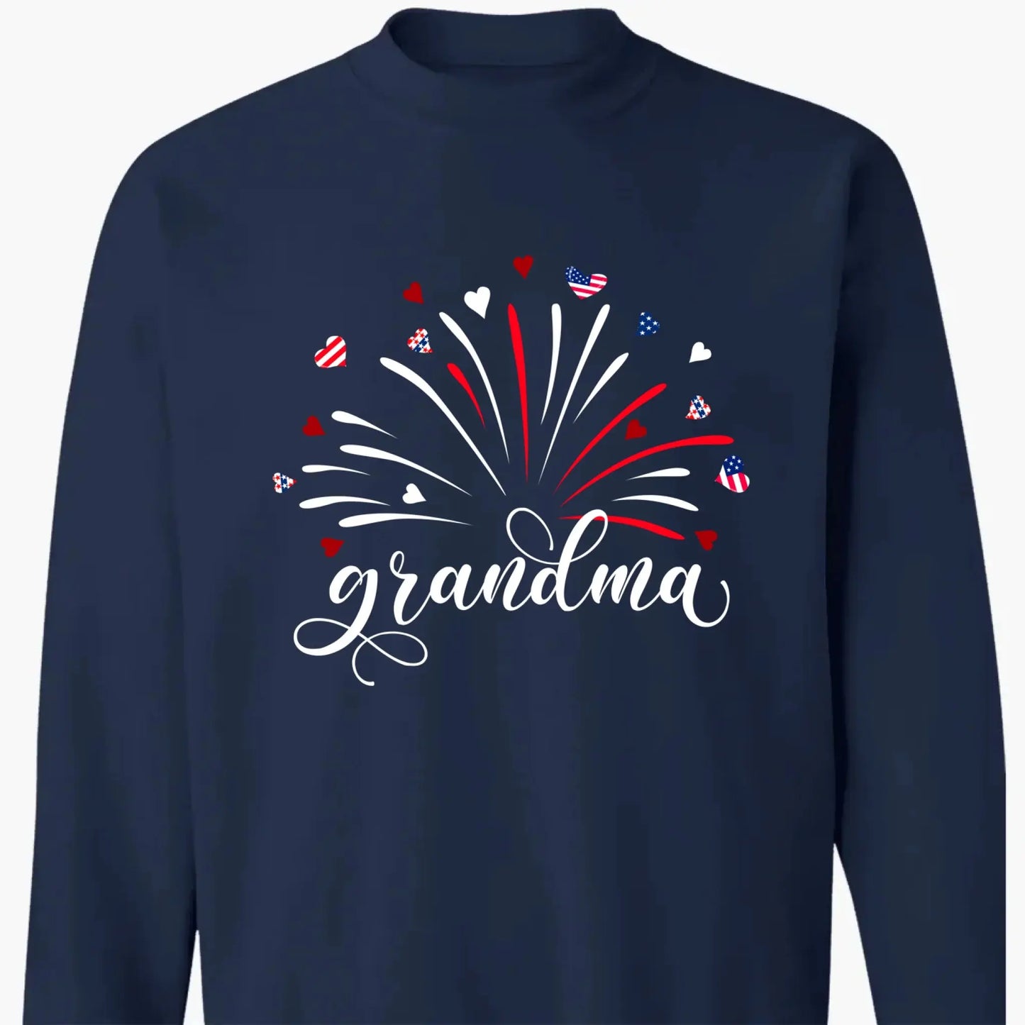 Grandma & Kids Firework Shirt – Personalized Patriotic T-Shirt – Custom 4th of July Gift with American Theme for Grandma or Nana Ezcustomize