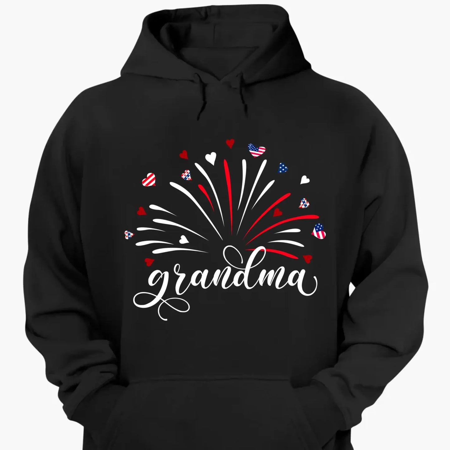 Grandma & Kids Firework Shirt – Personalized Patriotic T-Shirt – Custom 4th of July Gift with American Theme for Grandma or Nana Ezcustomize
