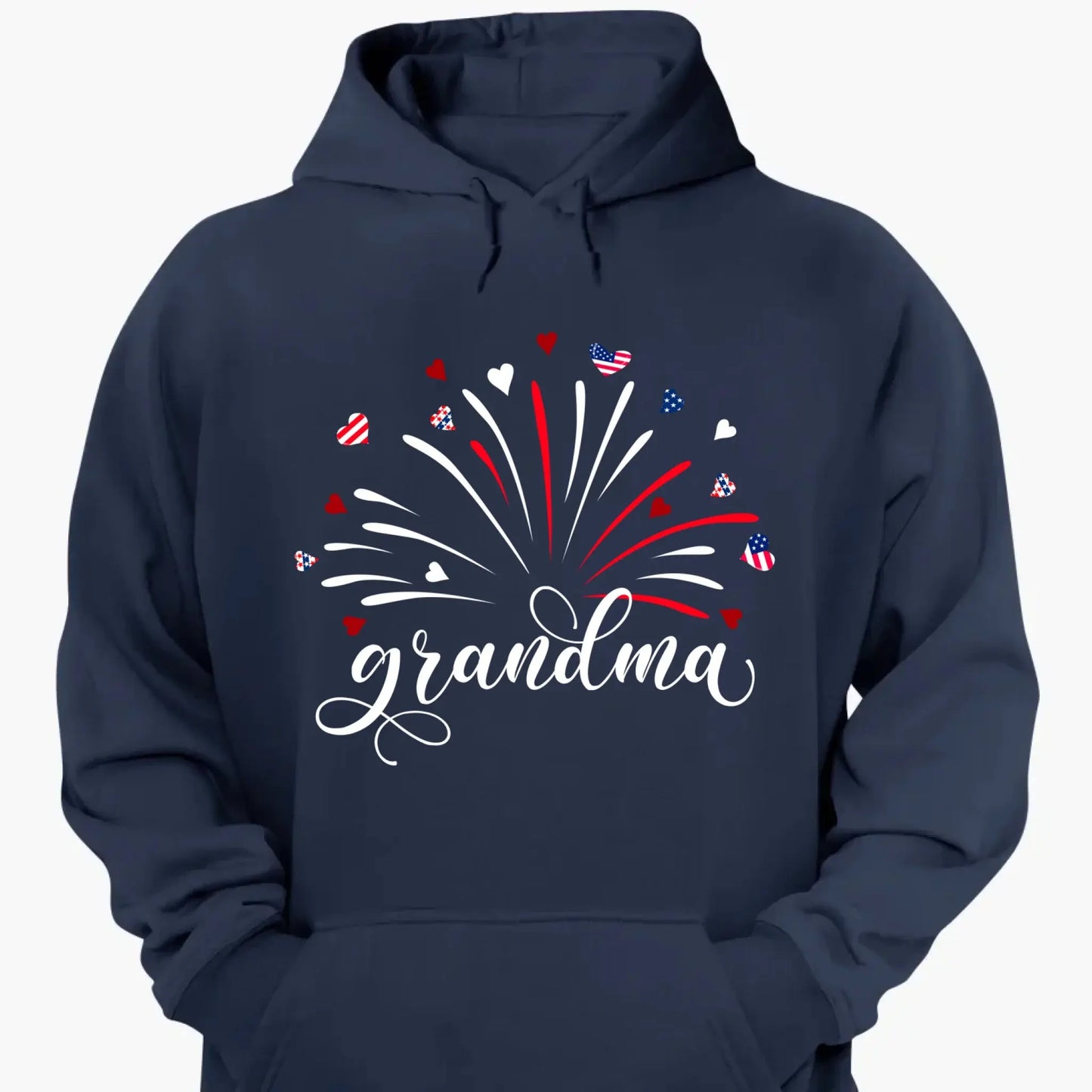 Grandma & Kids Firework Shirt – Personalized Patriotic T-Shirt – Custom 4th of July Gift with American Theme for Grandma or Nana Ezcustomize