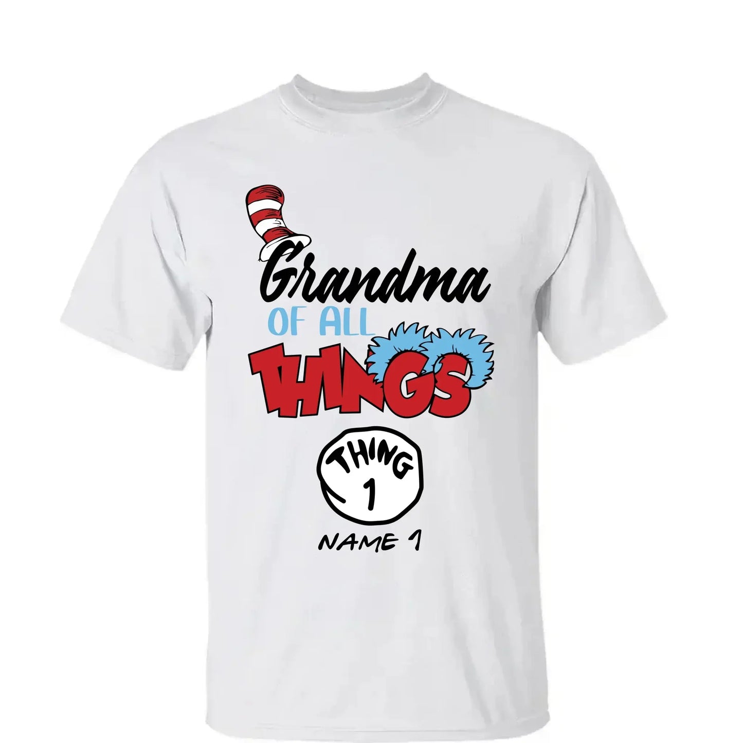 Grandma of All Things Shirt – Personalized Custom T-Shirt with Kids’ Names – Fun Gift for Nana, Mimi, Abuela Ezcustomize