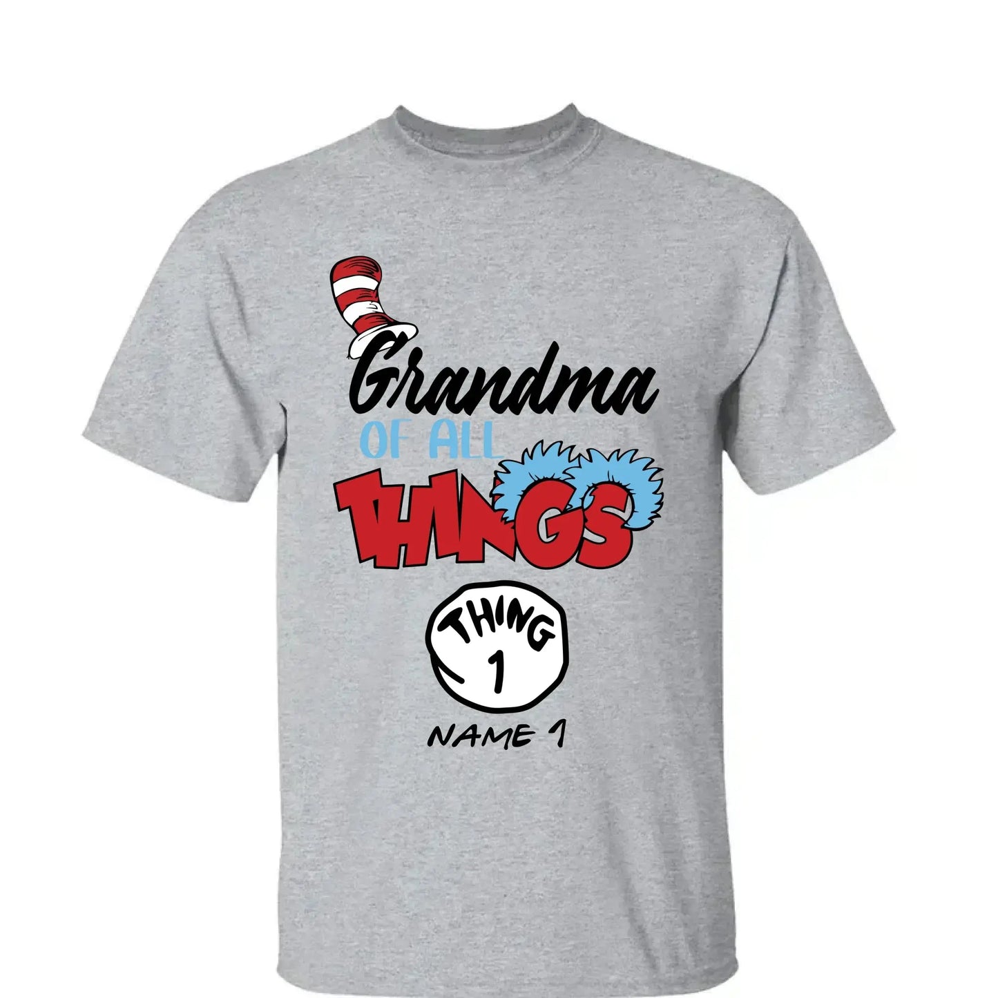 Grandma of All Things Shirt – Personalized Custom T-Shirt with Kids’ Names – Fun Gift for Nana, Mimi, Abuela Ezcustomize
