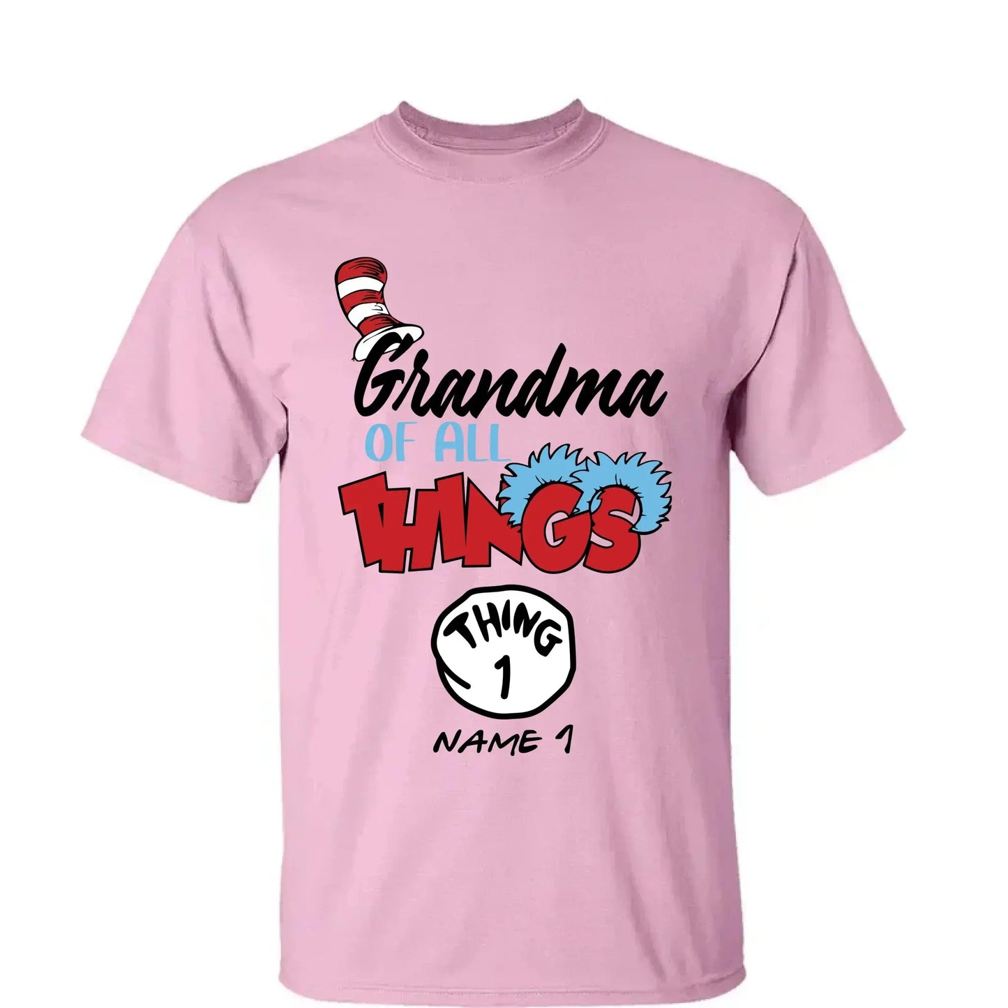 Grandma of All Things Shirt – Personalized Custom T-Shirt with Kids’ Names – Fun Gift for Nana, Mimi, Abuela Ezcustomize
