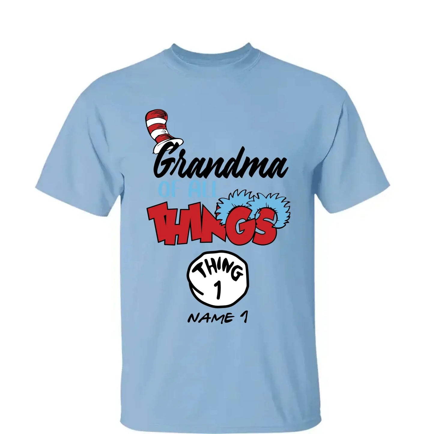 Grandma of All Things Shirt – Personalized Custom T-Shirt with Kids’ Names – Fun Gift for Nana, Mimi, Abuela Ezcustomize