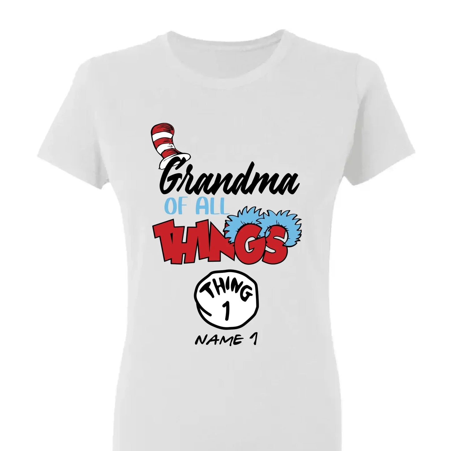 Grandma of All Things Shirt – Personalized Custom T-Shirt with Kids’ Names – Fun Gift for Nana, Mimi, Abuela Ezcustomize