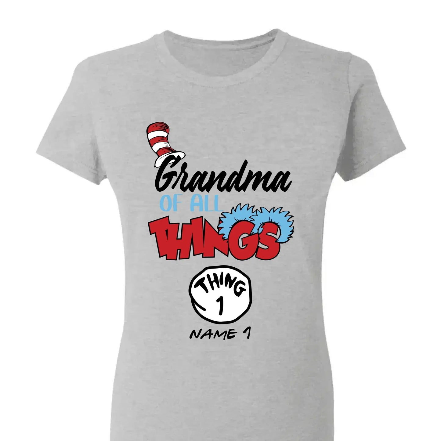 Grandma of All Things Shirt – Personalized Custom T-Shirt with Kids’ Names – Fun Gift for Nana, Mimi, Abuela Ezcustomize