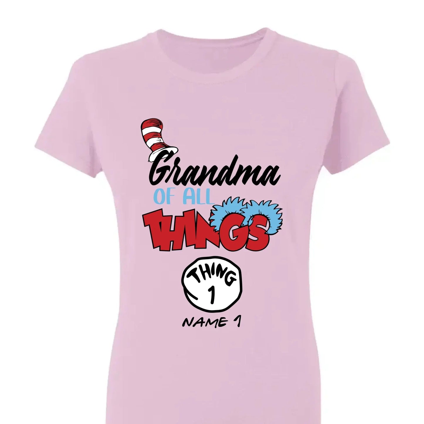 Grandma of All Things Shirt – Personalized Custom T-Shirt with Kids’ Names – Fun Gift for Nana, Mimi, Abuela Ezcustomize