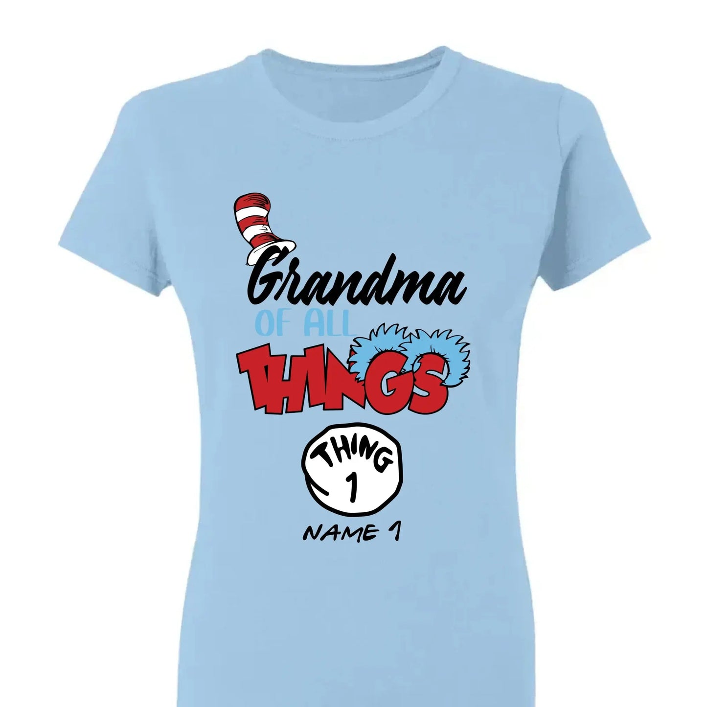 Grandma of All Things Shirt – Personalized Custom T-Shirt with Kids’ Names – Fun Gift for Nana, Mimi, Abuela Ezcustomize