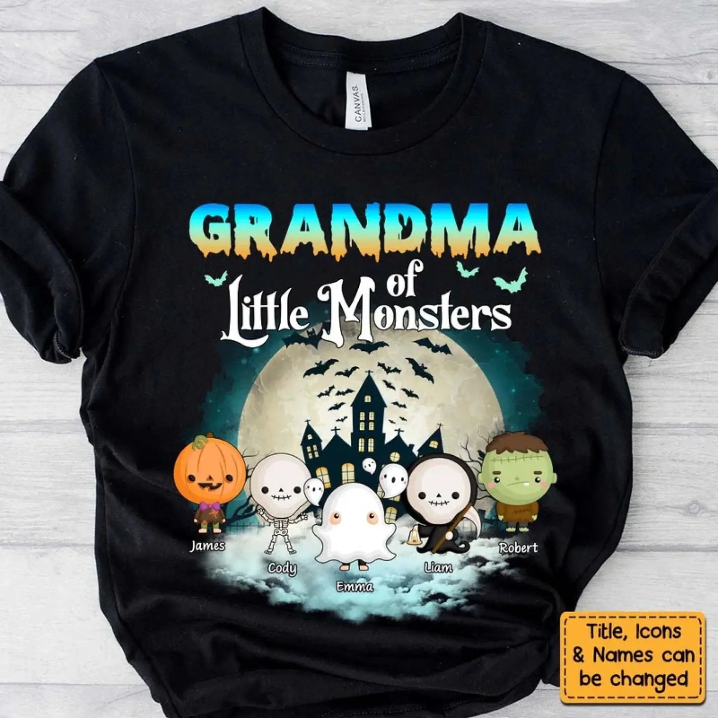 Grandma of Little Monsters – Personalized Halloween Shirt, Hoodie, or Sweatshirt – Funny Spooky Gift for Nana, Mimi, or Grandma Ezcustomize