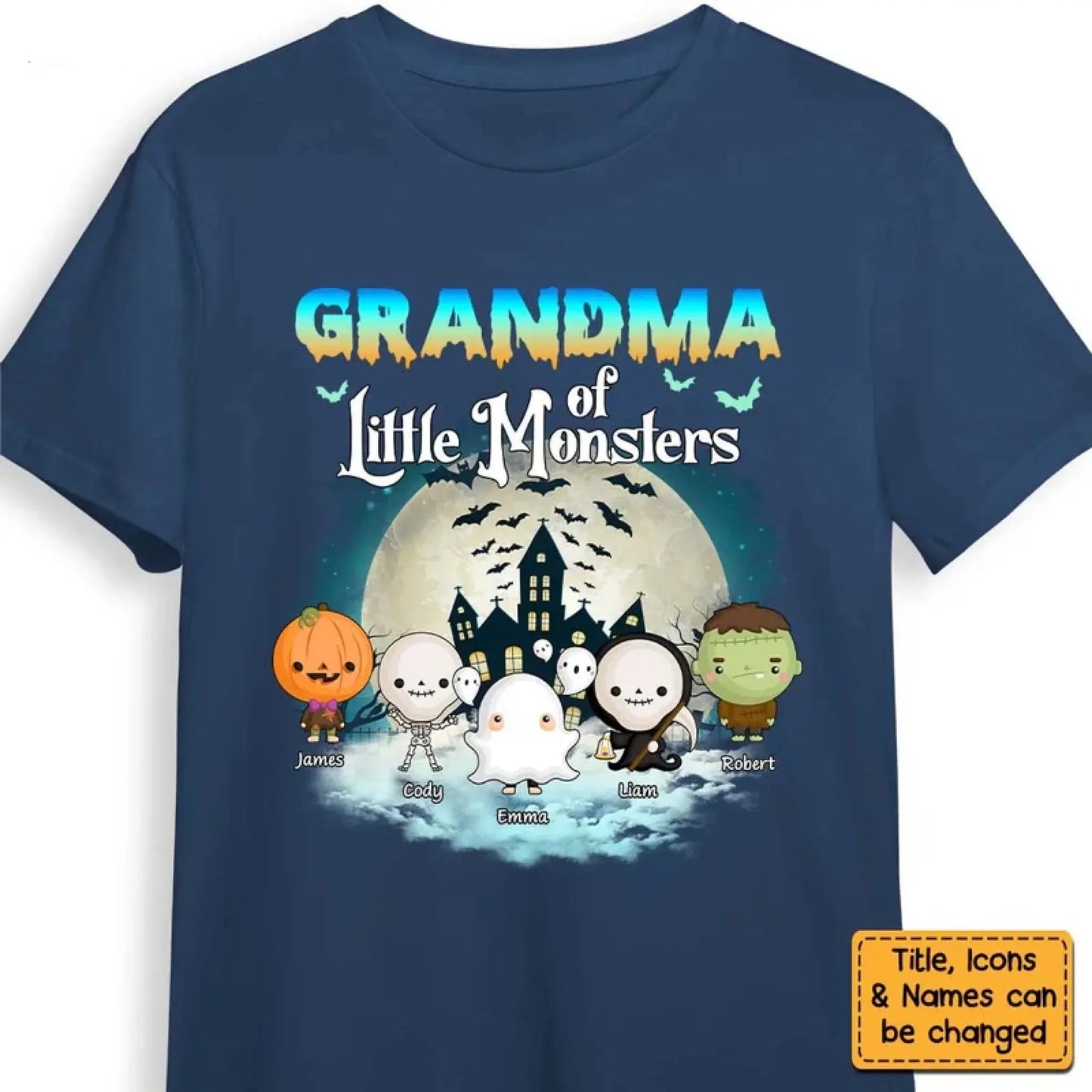 Grandma of Little Monsters – Personalized Halloween Shirt, Hoodie, or Sweatshirt – Funny Spooky Gift for Nana, Mimi, or Grandma Ezcustomize
