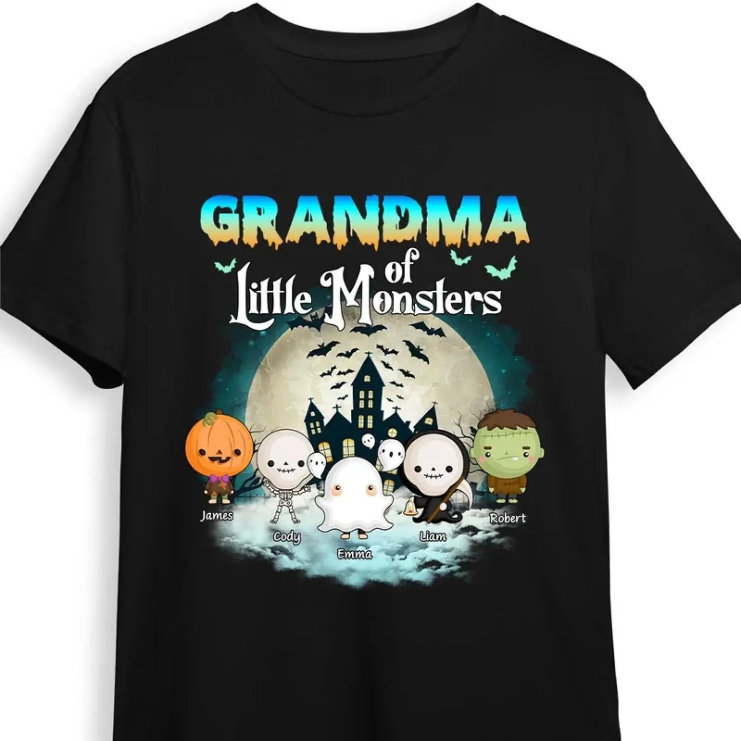 Grandma of Little Monsters – Personalized Halloween Shirt, Hoodie, or Sweatshirt – Funny Spooky Gift for Nana, Mimi, or Grandma Ezcustomize
