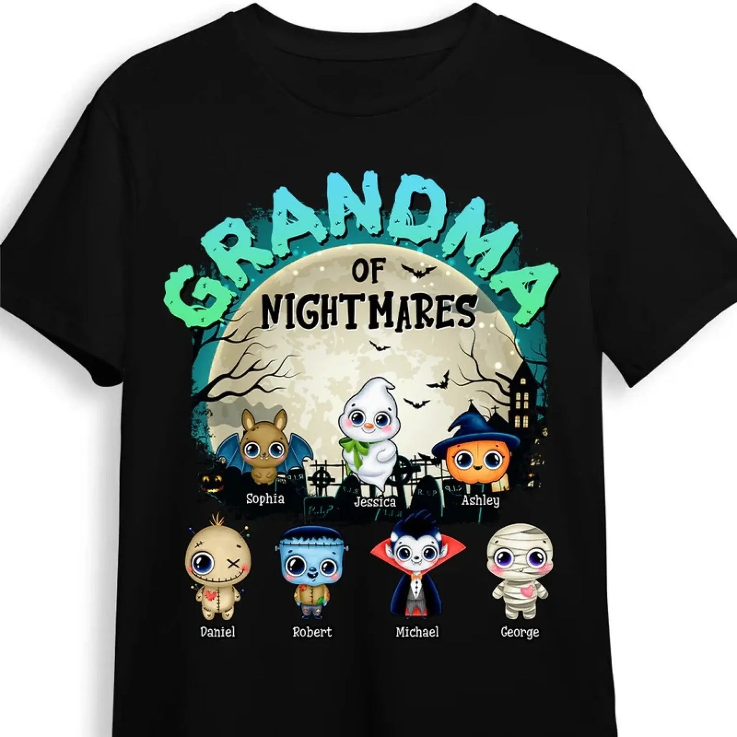 Grandma of Nightmares Halloween Theme – Personalized Shirt, Hoodie, or Sweatshirt – Funny Scary Gift for Spooky-Season Loving Grandmas Ezcustomize