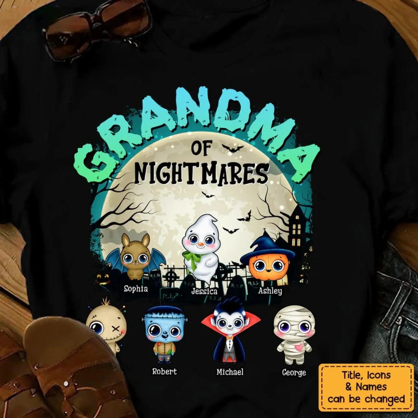 Grandma of Nightmares Halloween Theme – Personalized Shirt, Hoodie, or Sweatshirt – Funny Scary Gift for Spooky-Season Loving Grandmas Ezcustomize