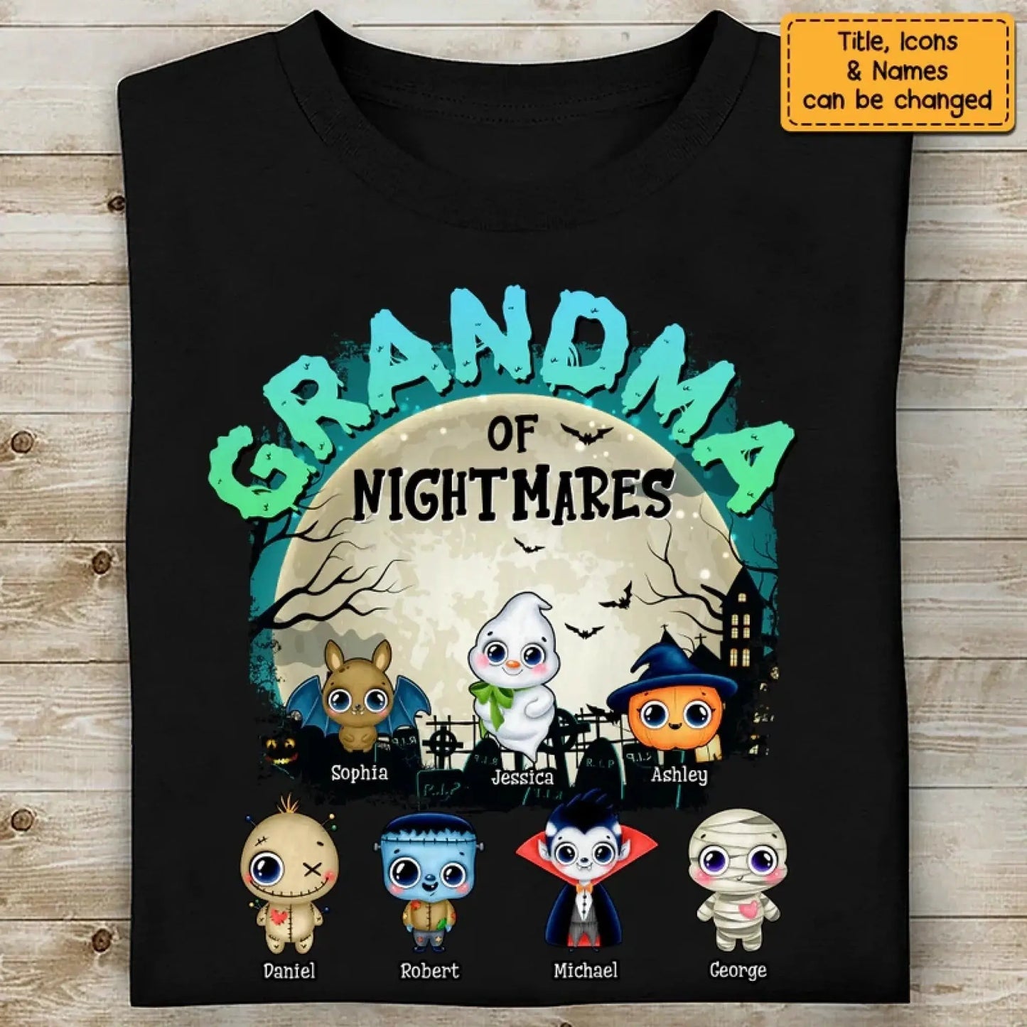 Grandma of Nightmares Halloween Theme – Personalized Shirt, Hoodie, or Sweatshirt – Funny Scary Gift for Spooky-Season Loving Grandmas Ezcustomize