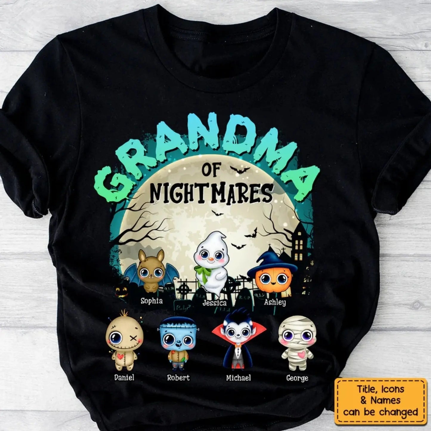 Grandma of Nightmares Halloween Theme – Personalized Shirt, Hoodie, or Sweatshirt – Funny Scary Gift for Spooky-Season Loving Grandmas Ezcustomize