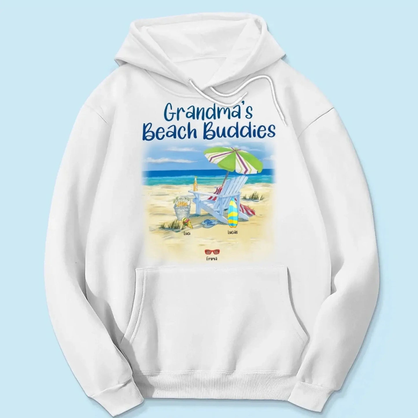 Grandma’s Beach Buddies Shirt – Personalized T-Shirt with Grandkids’ Names – Gift for Grandma or Mom on Birthday, Mother’s Day Ezcustomize