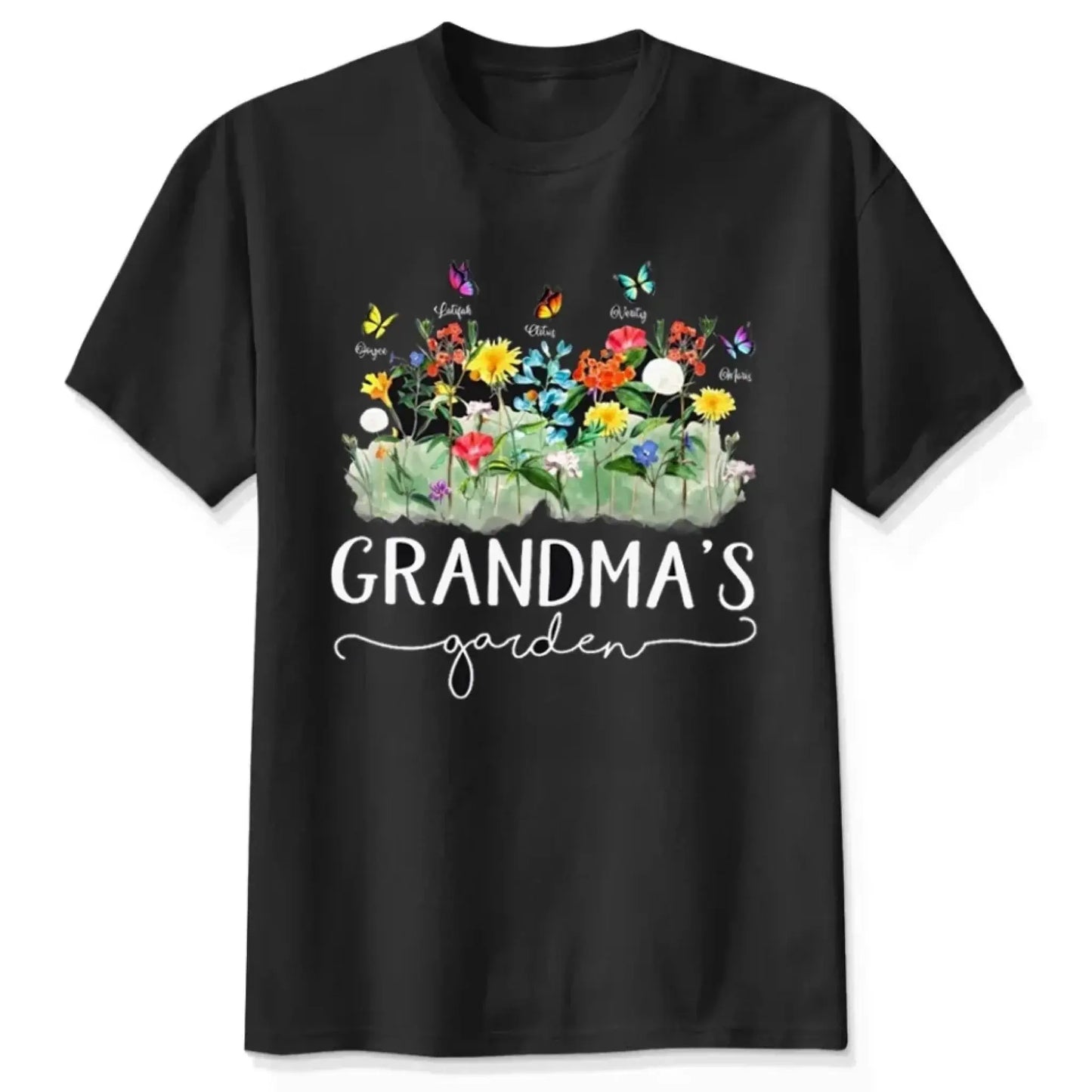 Grandma’s Garden Birth Flower Shirt – Personalized T-Shirt – Custom Family Gift for Grandma from Kids or Grandkids Ezcustomize