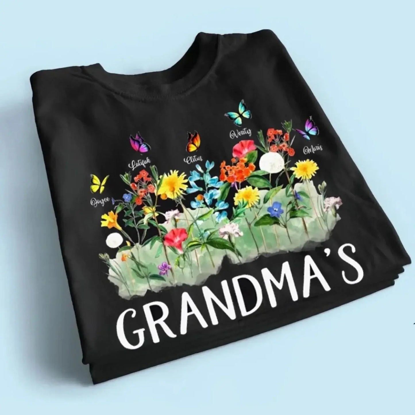 Grandma’s Garden Birth Flower Shirt – Personalized T-Shirt – Custom Family Gift for Grandma from Kids or Grandkids Ezcustomize