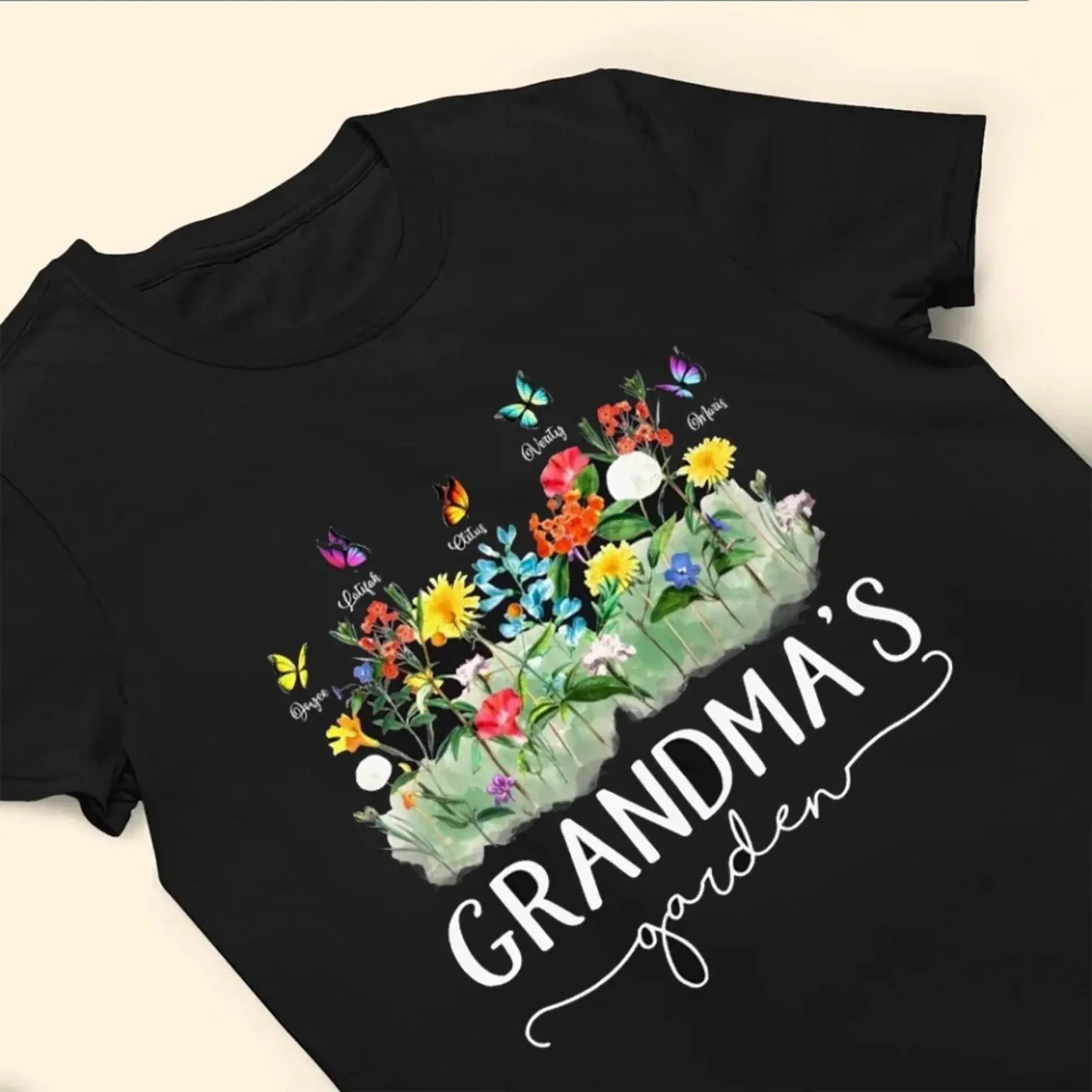 Grandma’s Garden Birth Flower Shirt – Personalized T-Shirt – Custom Family Gift for Grandma from Kids or Grandkids Ezcustomize