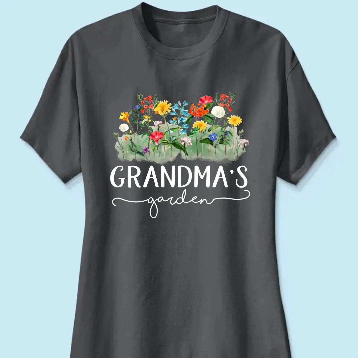 Grandma’s Garden Birth Flower Shirt – Personalized T-Shirt – Custom Family Gift for Grandma from Kids or Grandkids Ezcustomize